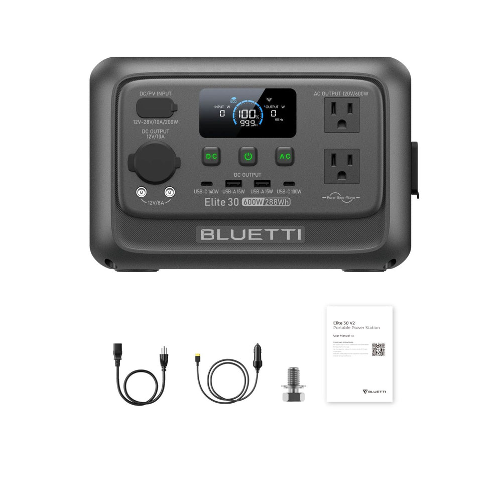 BLUETTI Elite 30 V2 | 288Wh 600W Portable Power Station with inclusions 