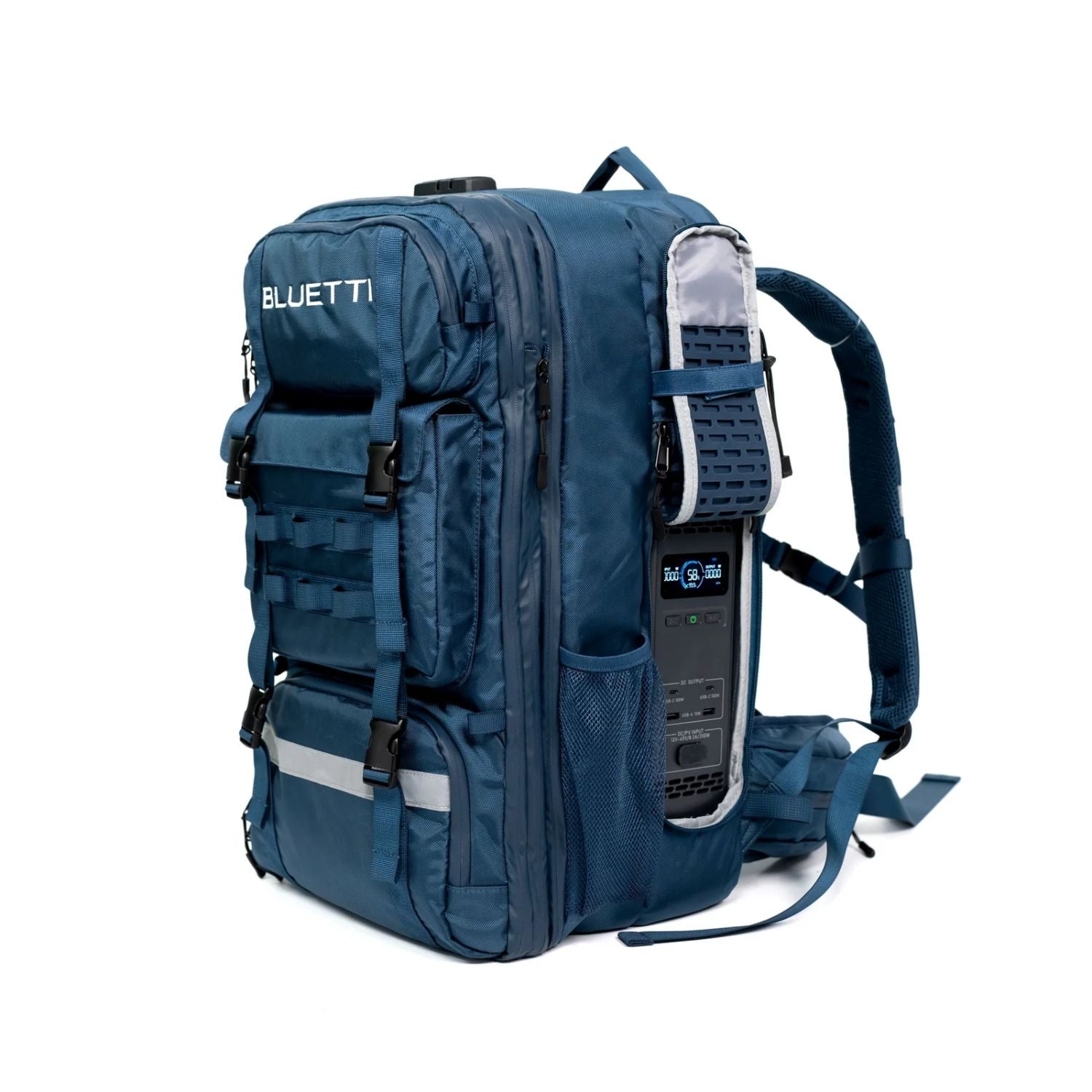 BLUETTI Handsfree 2 Backpack Power Station side view with open compartment
