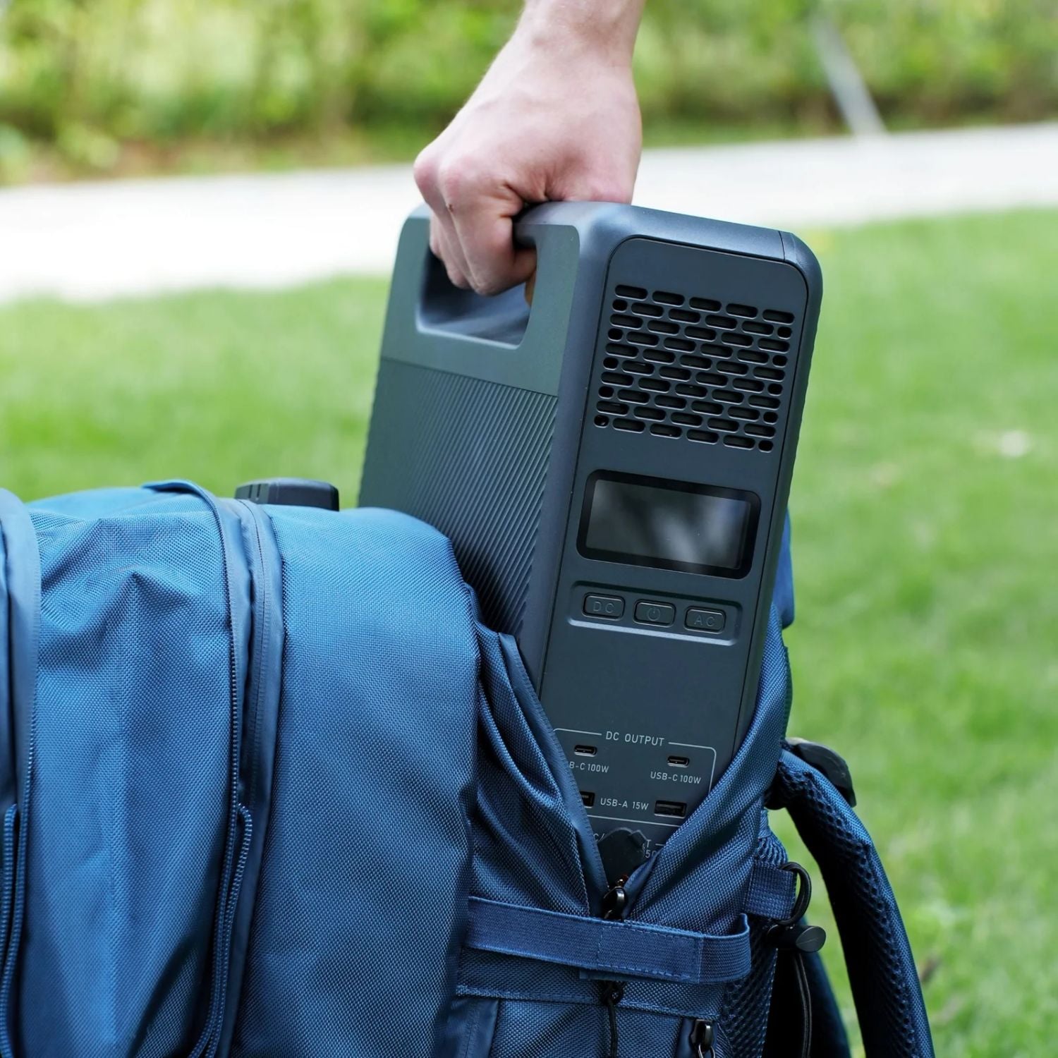 BLUETTI Handsfree 2 Backpack Power Station with inner bag being pulled out