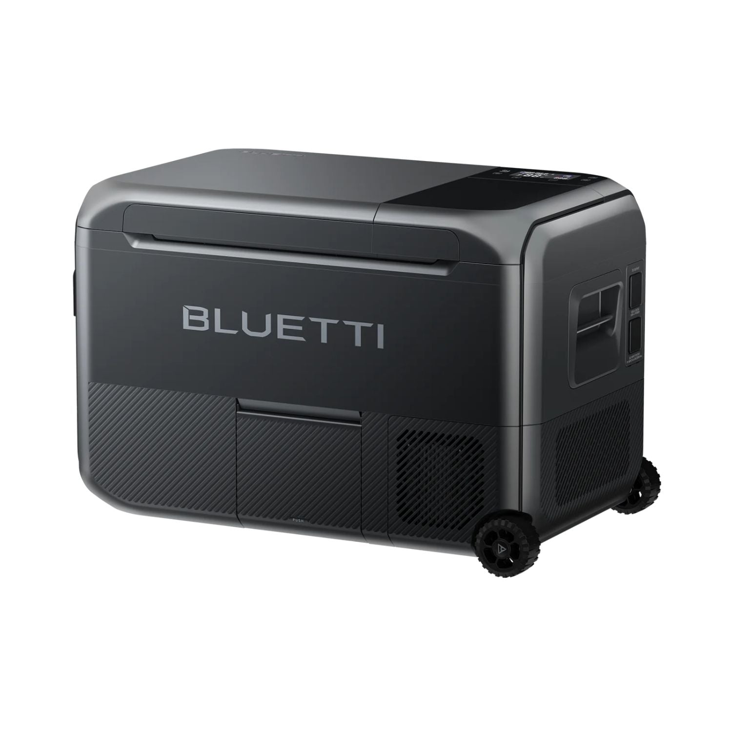 BLUETTI portable fridge right side and back view with top visible