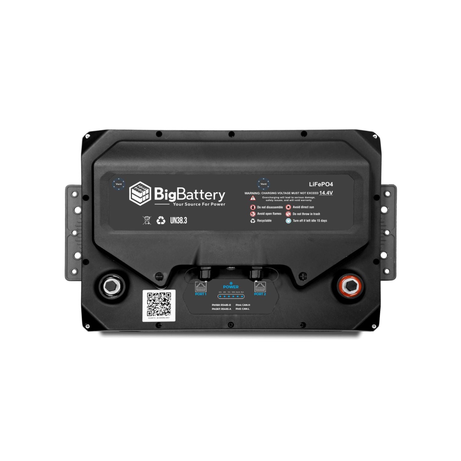 BigBattery 12V HUSKY 2 INV Lithium Battery 5.12kWh 400Ah top view