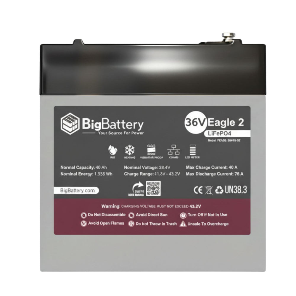 BigBattery 36V EAGLE 2 LiFePO4 Battery 40Ah 1.53kWh front view