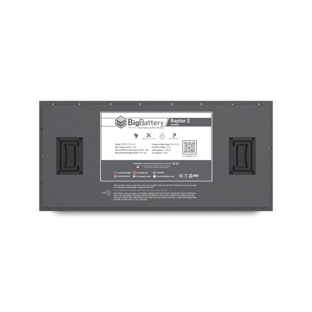 BigBattery 72V RAPTOR 2 7.68kWh LiFePO4 Battery back view