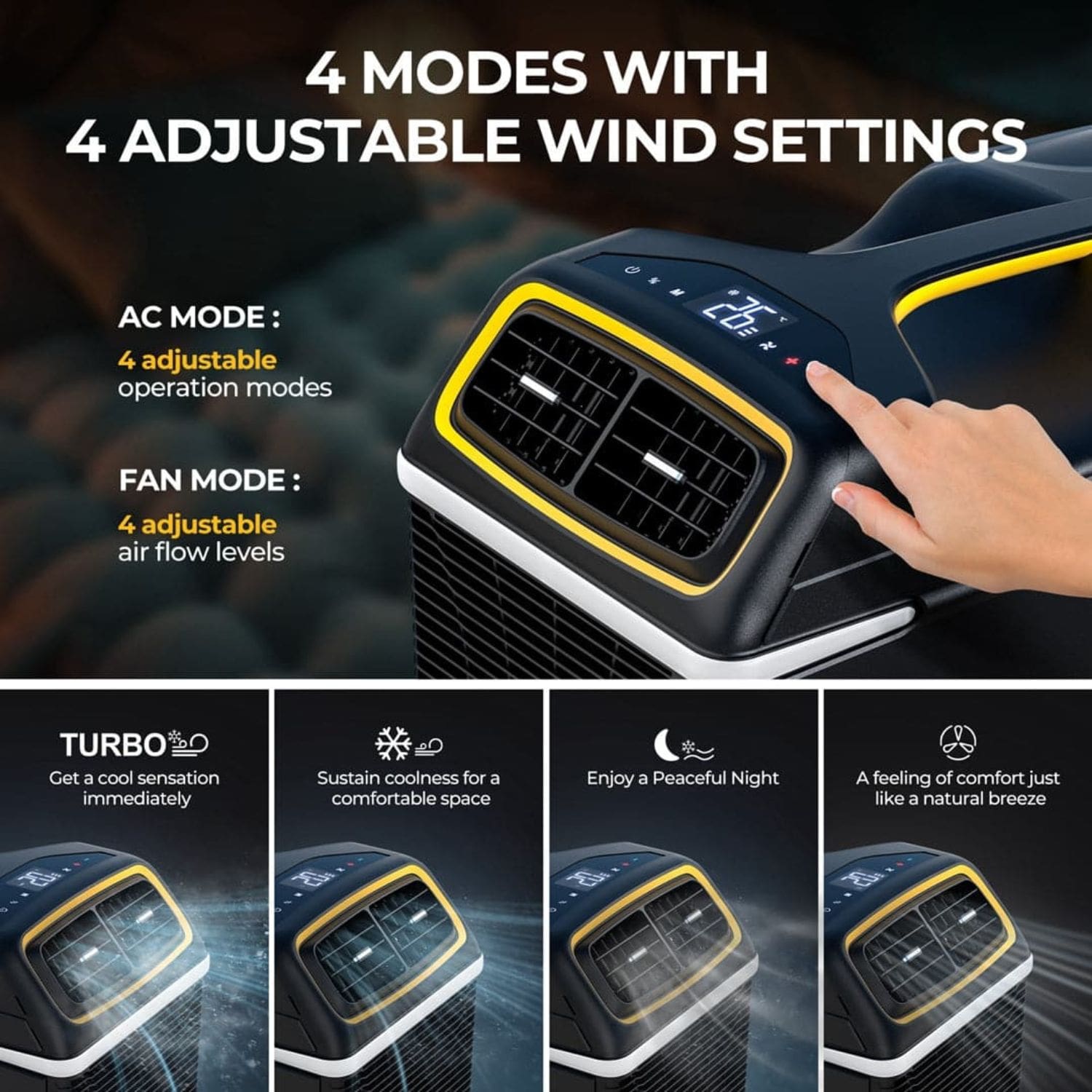 BougeRV 4000BTU  Air Conditioner Wind Settings