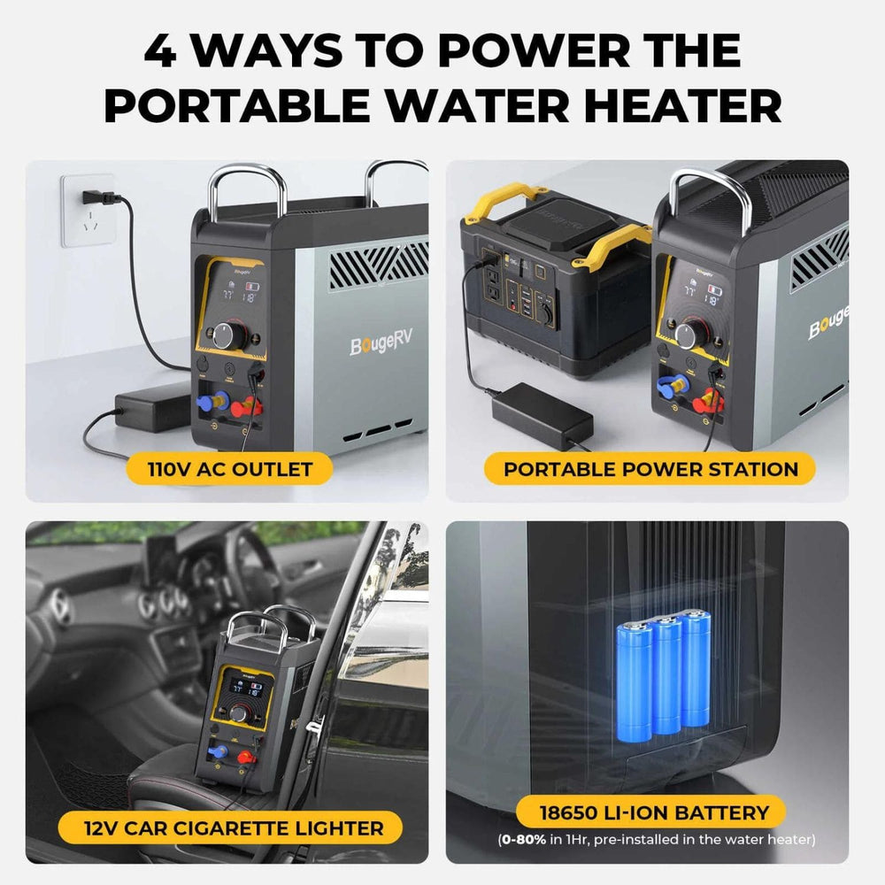 BougeRV Water Heater 4 Ways To Power