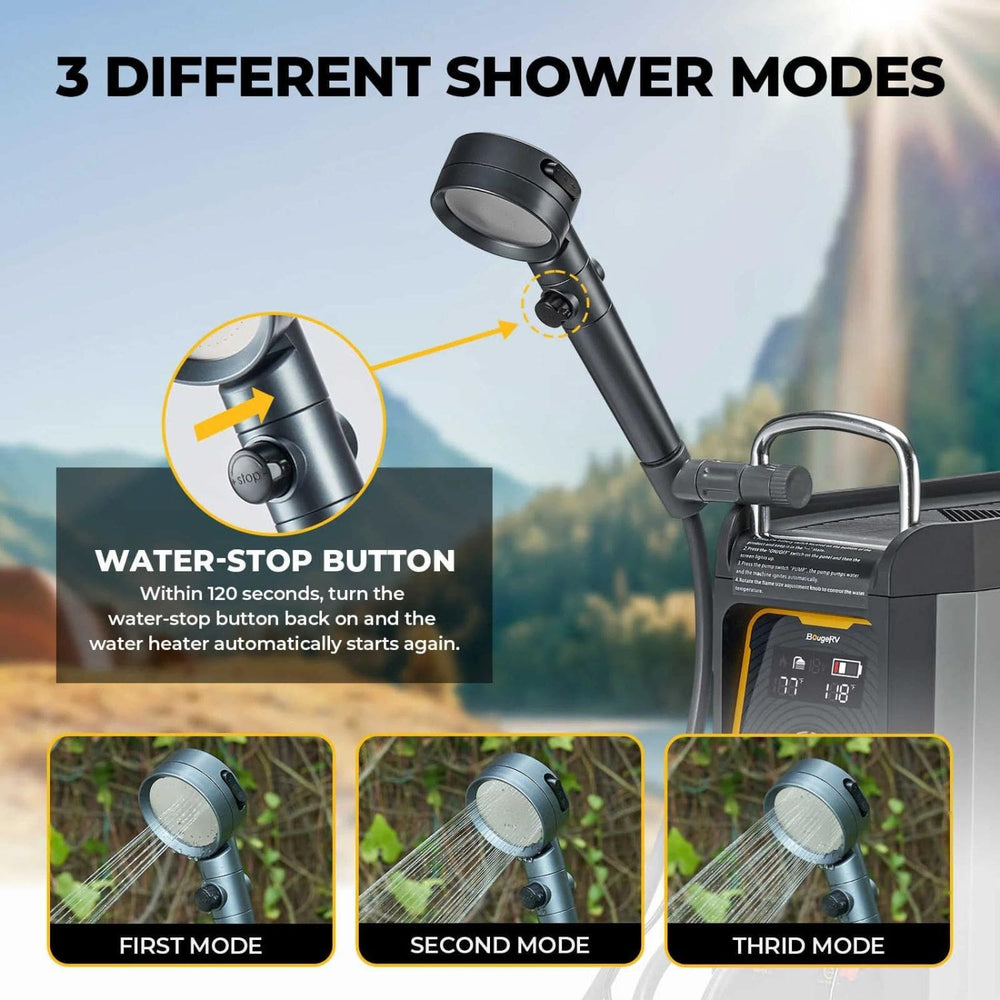 BougeRV Water Heater Shower Modes