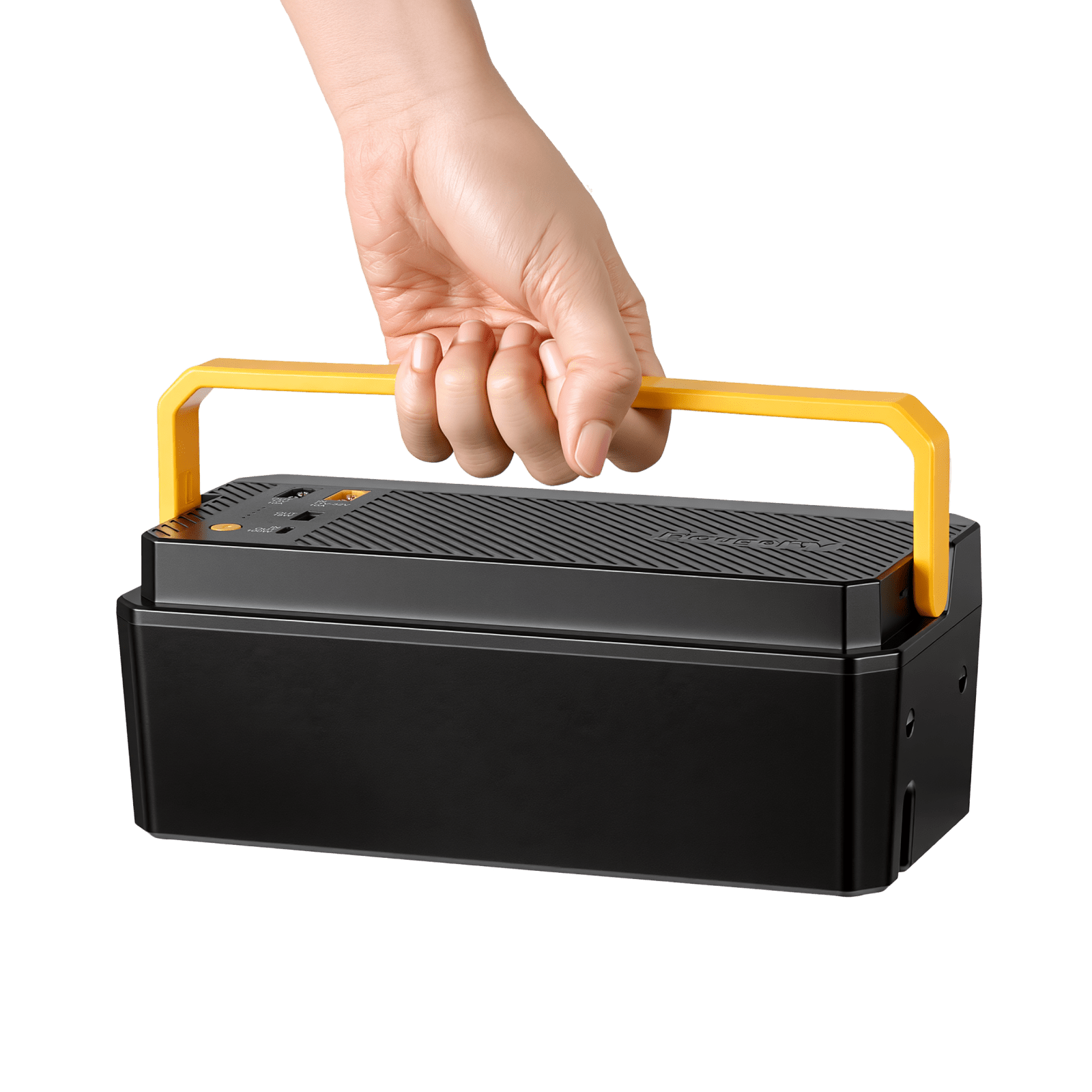 BougeRV 240Wh Detachable Battery for Fridge Being Held by Someone