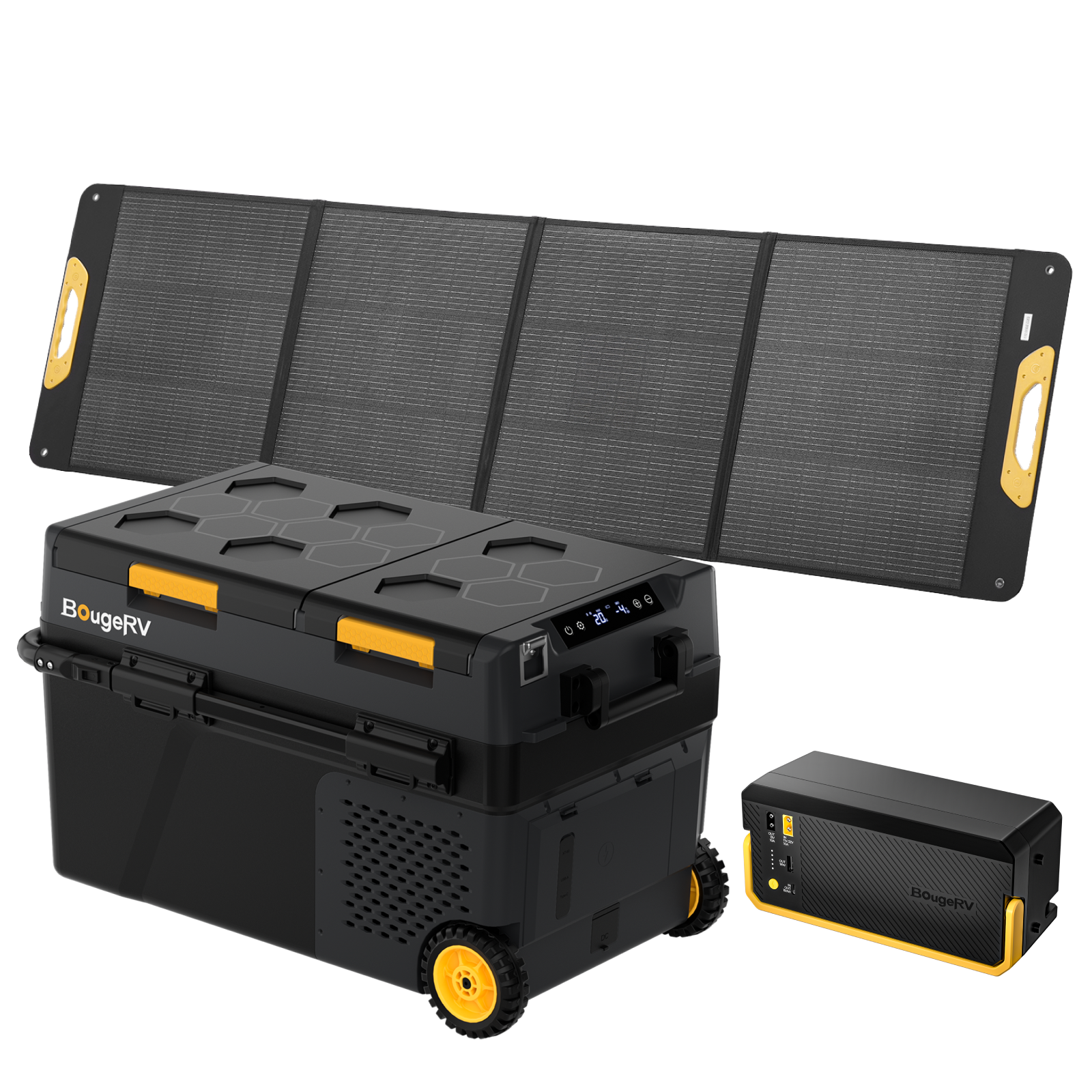 BougeRV New CRD2 V2.0 43QT Dual Zone 12V Portable Fridge with 200W Solar Panel