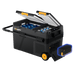 BougeRV New CRD2 V2.0 43QT Dual Zone 12V Portable Fridge with battery attached aside