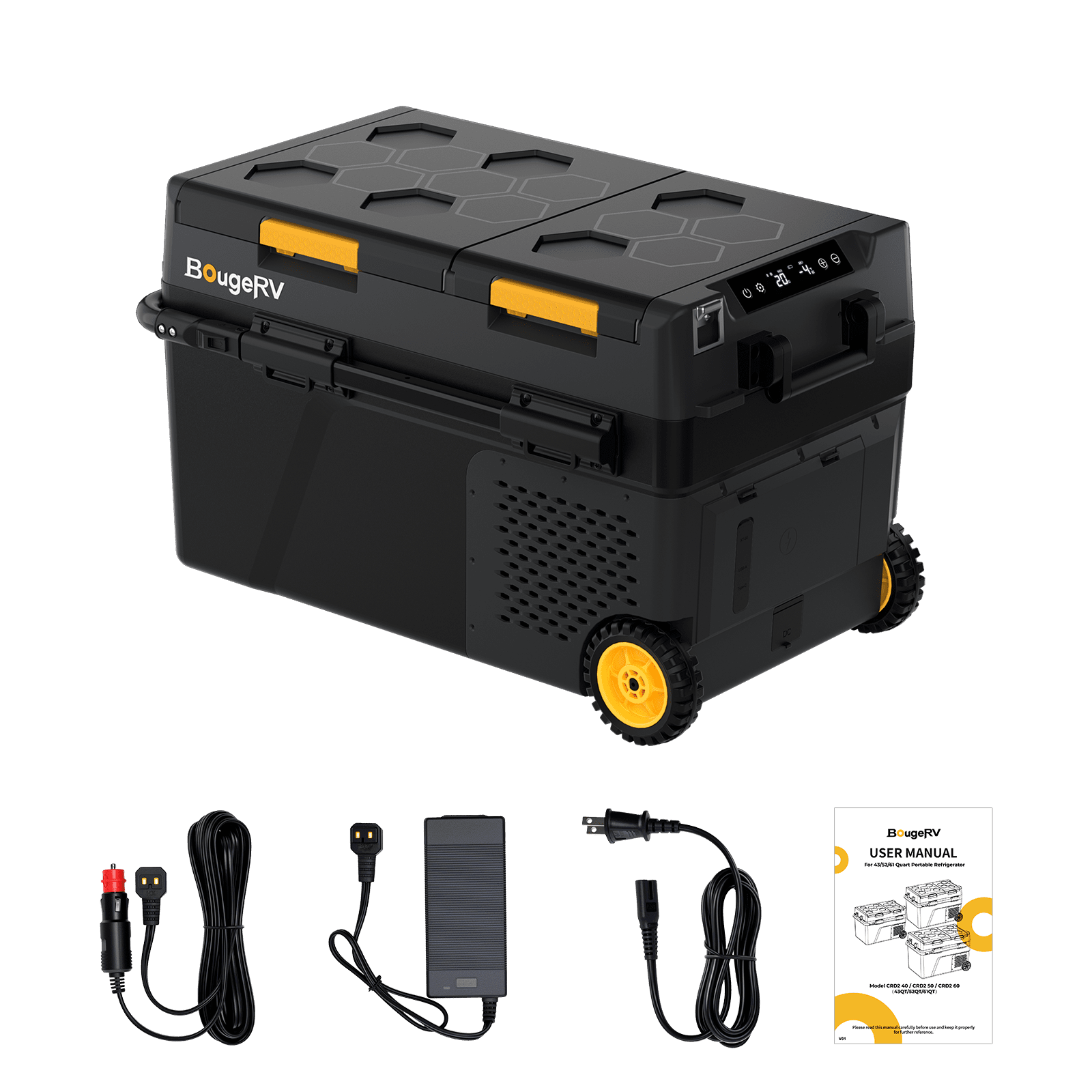 BougeRV New CRD2 V2.0 43QT Dual Zone 12V Portable Fridge with inclusions 