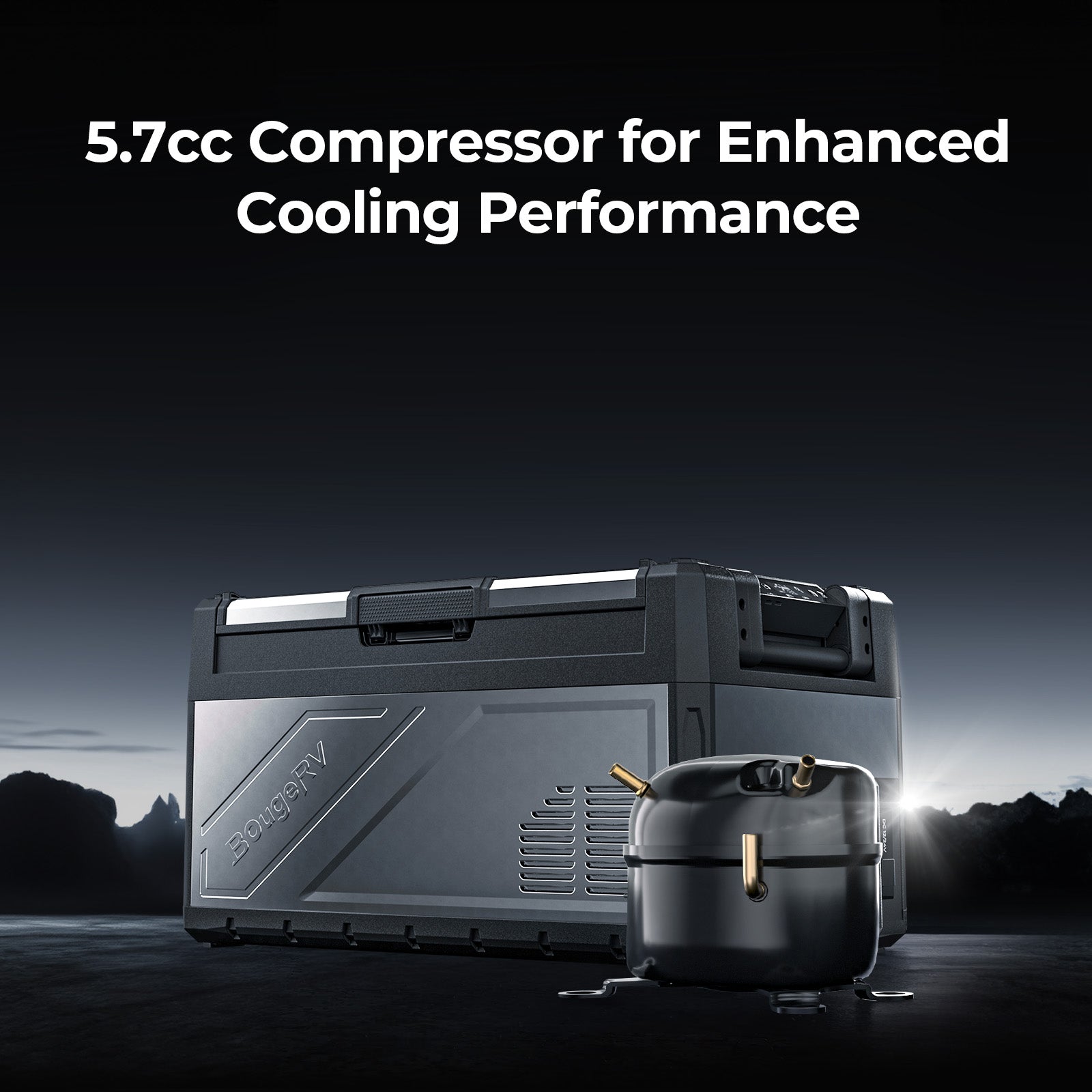 BougeRV New Rocky V3.0 41QT Dual Zone 12V Car Fridge  - 5.7cc compressor for enhanced cooling performance
