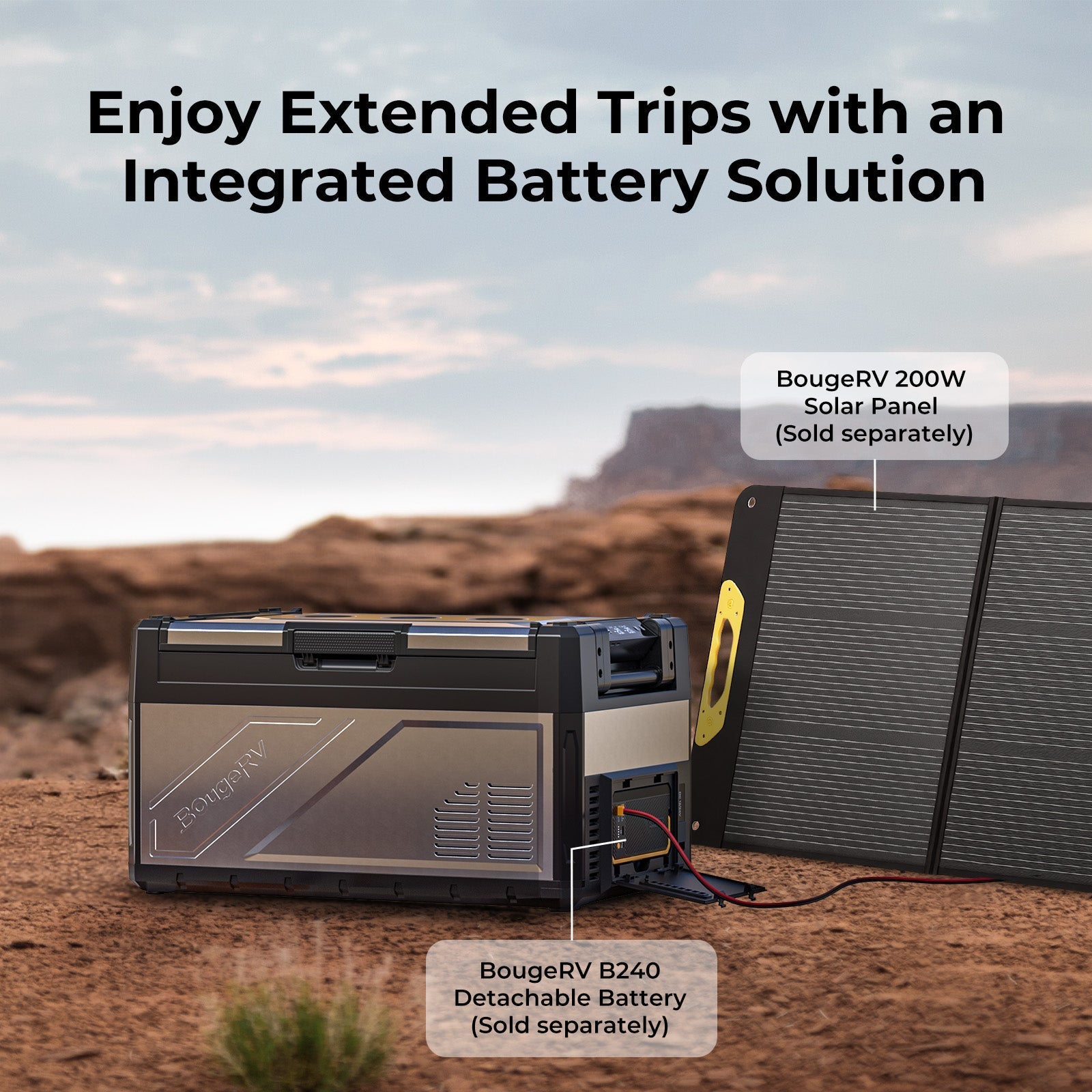 BougeRV New Rocky V3.0 41QT Dual Zone 12V Car Fridge - Enjoy extended trips with an integrated battery solution