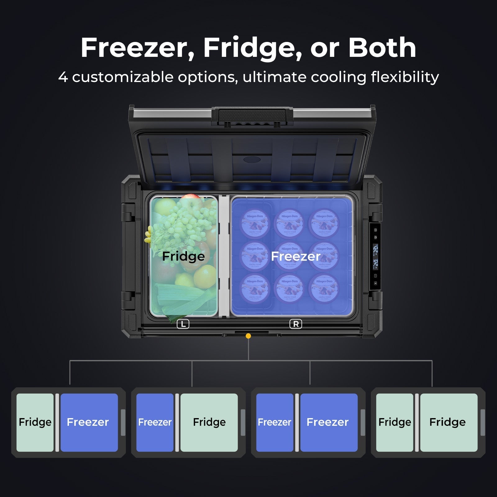 BougeRV New Rocky V3.0 41QT Dual Zone 12V Car Fridge - Freezer, Fridge or Both