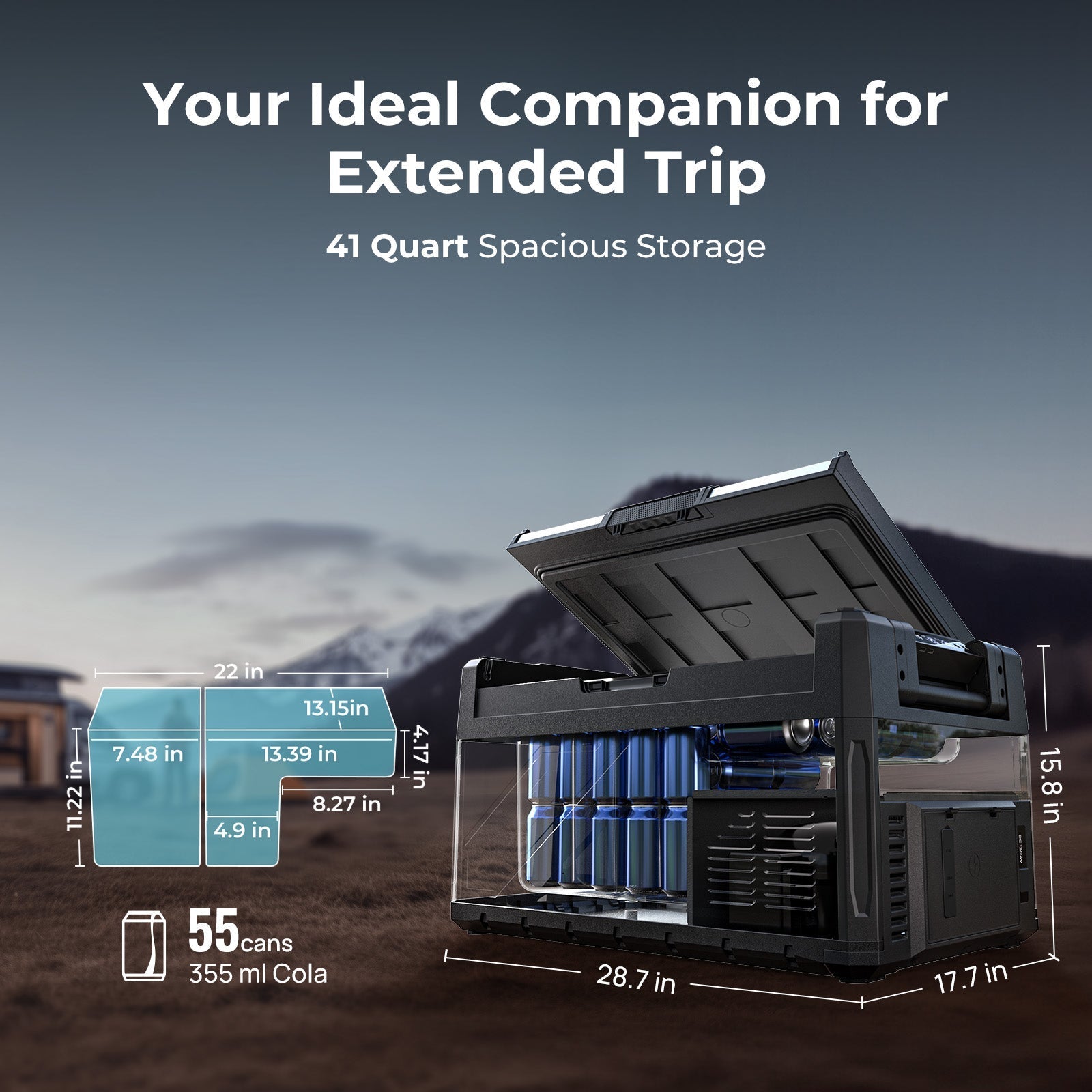 BougeRV New Rocky V3.0 41QT Dual Zone 12V Car Fridge - Your ideal companion for extended trip