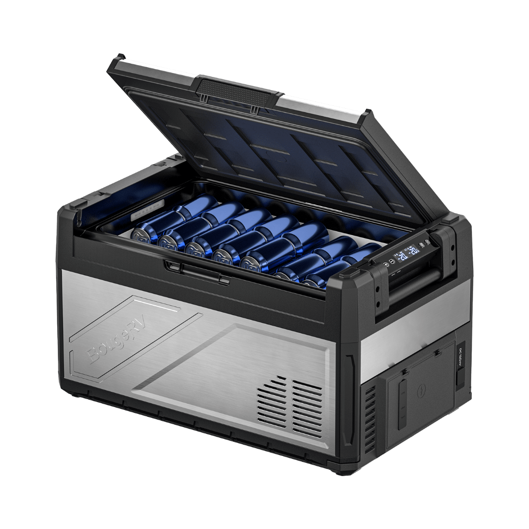 BougeRV New Rocky V3.0 41QT Dual Zone 12V Car Fridge open lid