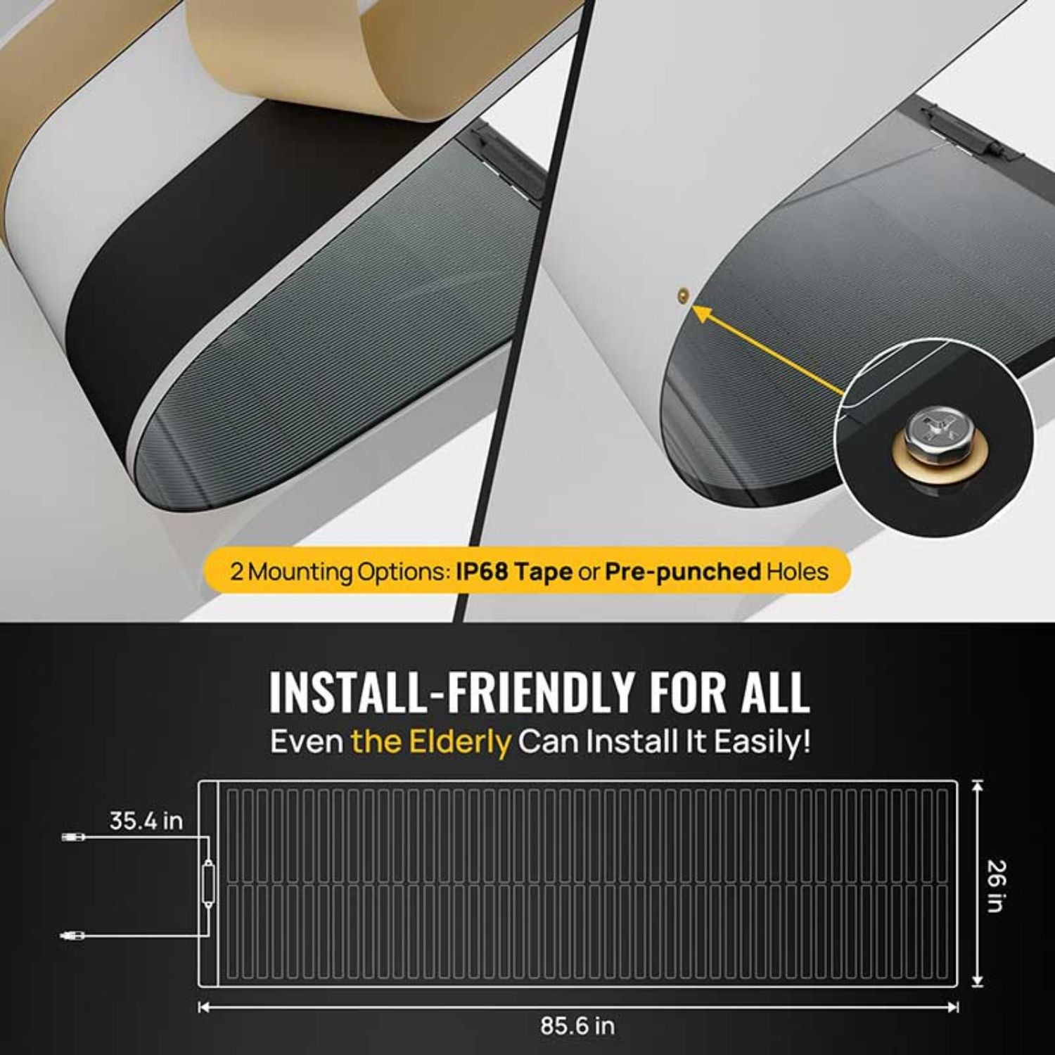 BougeRV Yuma 800W Thin-Film Flexible Solar Panel with Adhesive install friendly for all