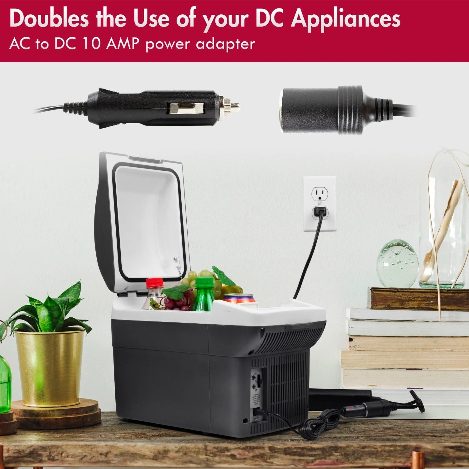 Car Cooler Charging With Wagan Tech AC to DC 10 Amp Power Adapter