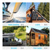 Collage of images showing boat, cabin, RV, and tiny home with Renogy Monocrystalline 50W 12V Solar Panel on various surfaces.