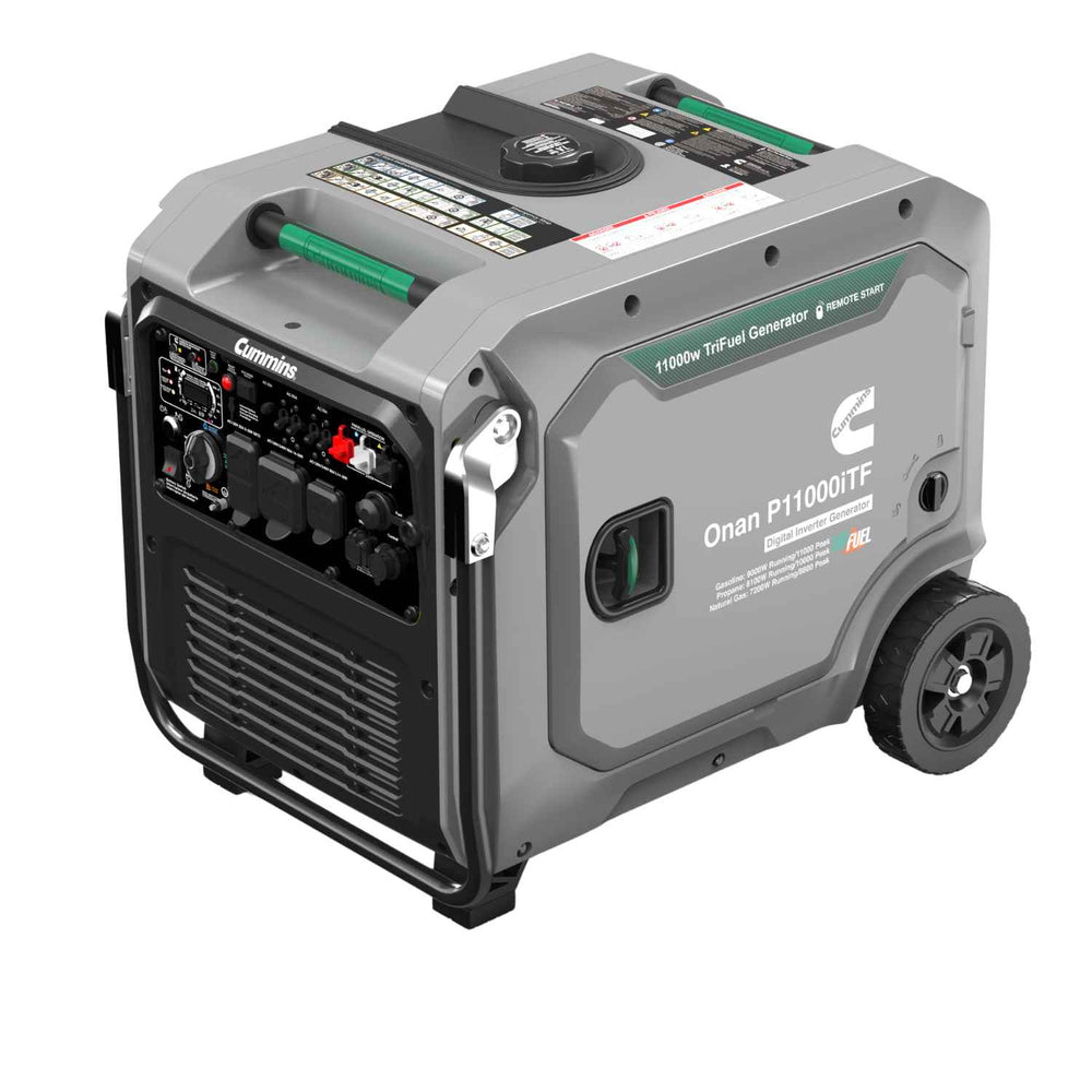 Cummins Onan P11000iTF Tri-Fuel Inverter Genrator Front, Top And Right View
