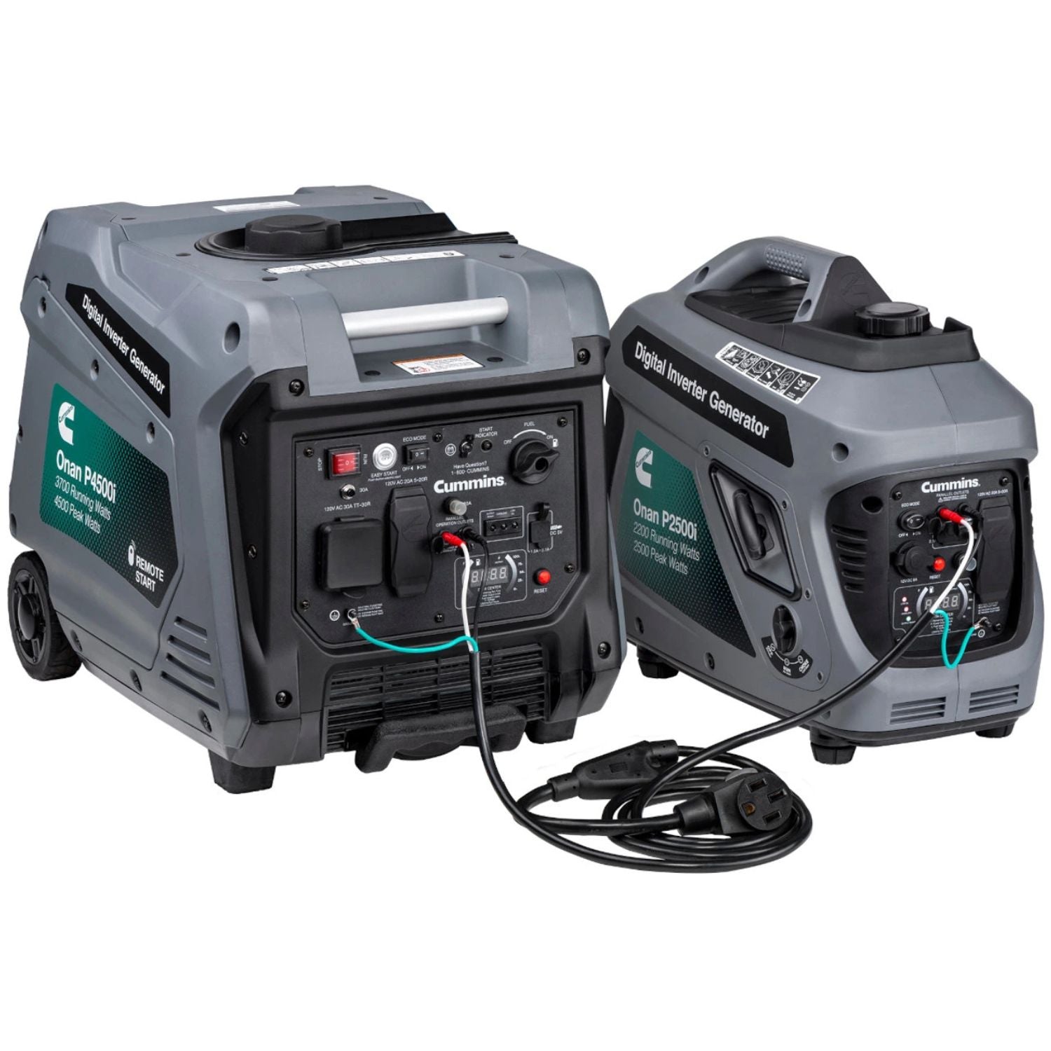 Cummins Onan P2500i and P4500i connected with the 50A Parallel Kit.