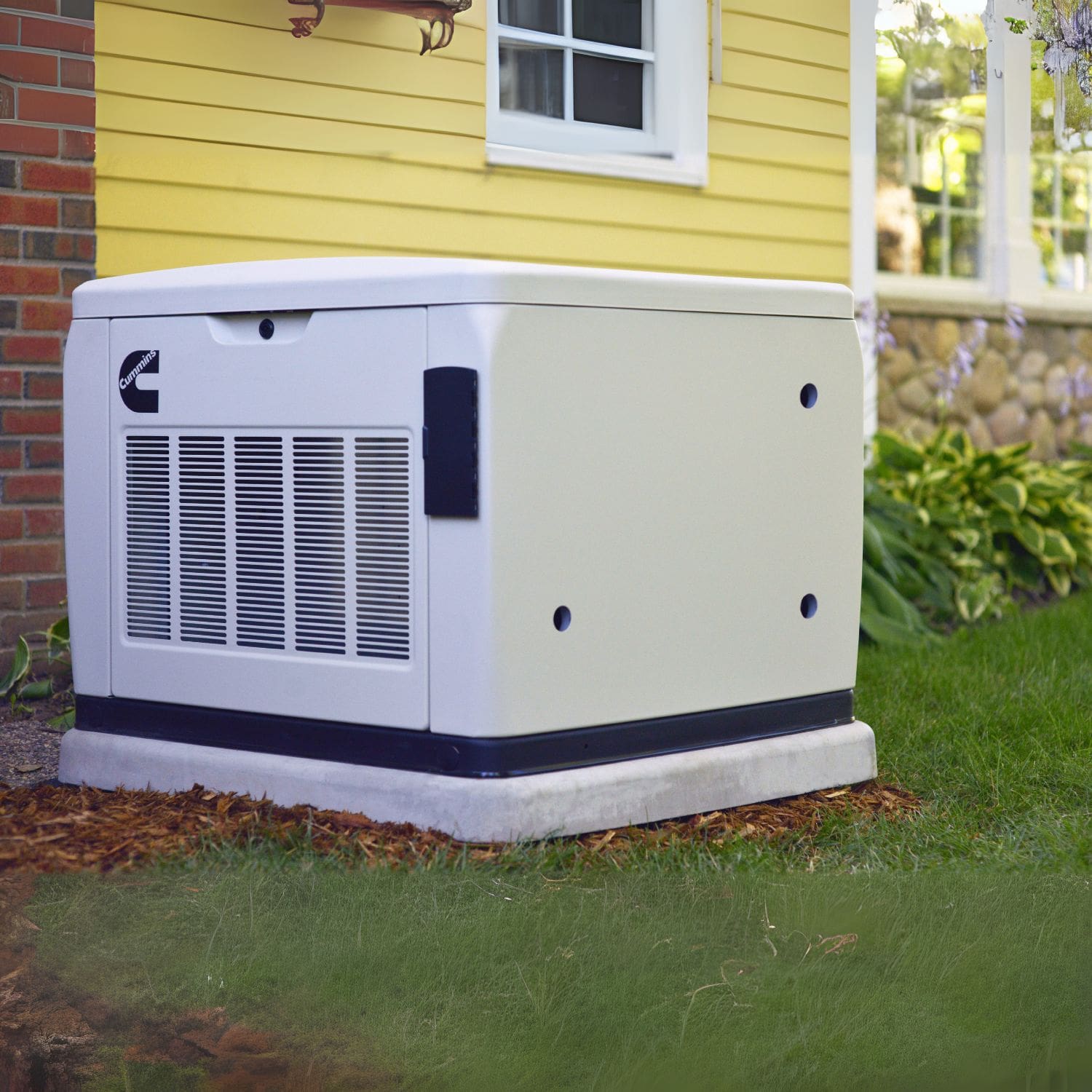 Cummins RS17A 17kW Home Standby Generator installed on backyard ground