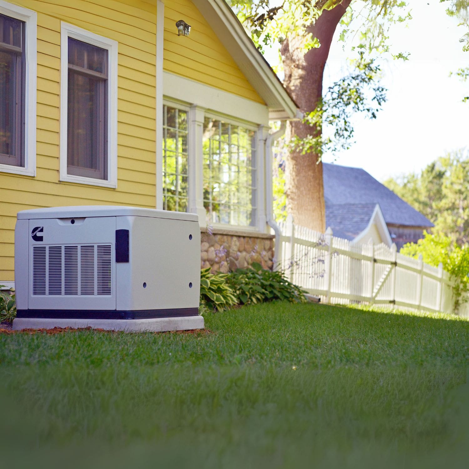 Cummins RS20A 20kW Home Standby Generator installed beside the house