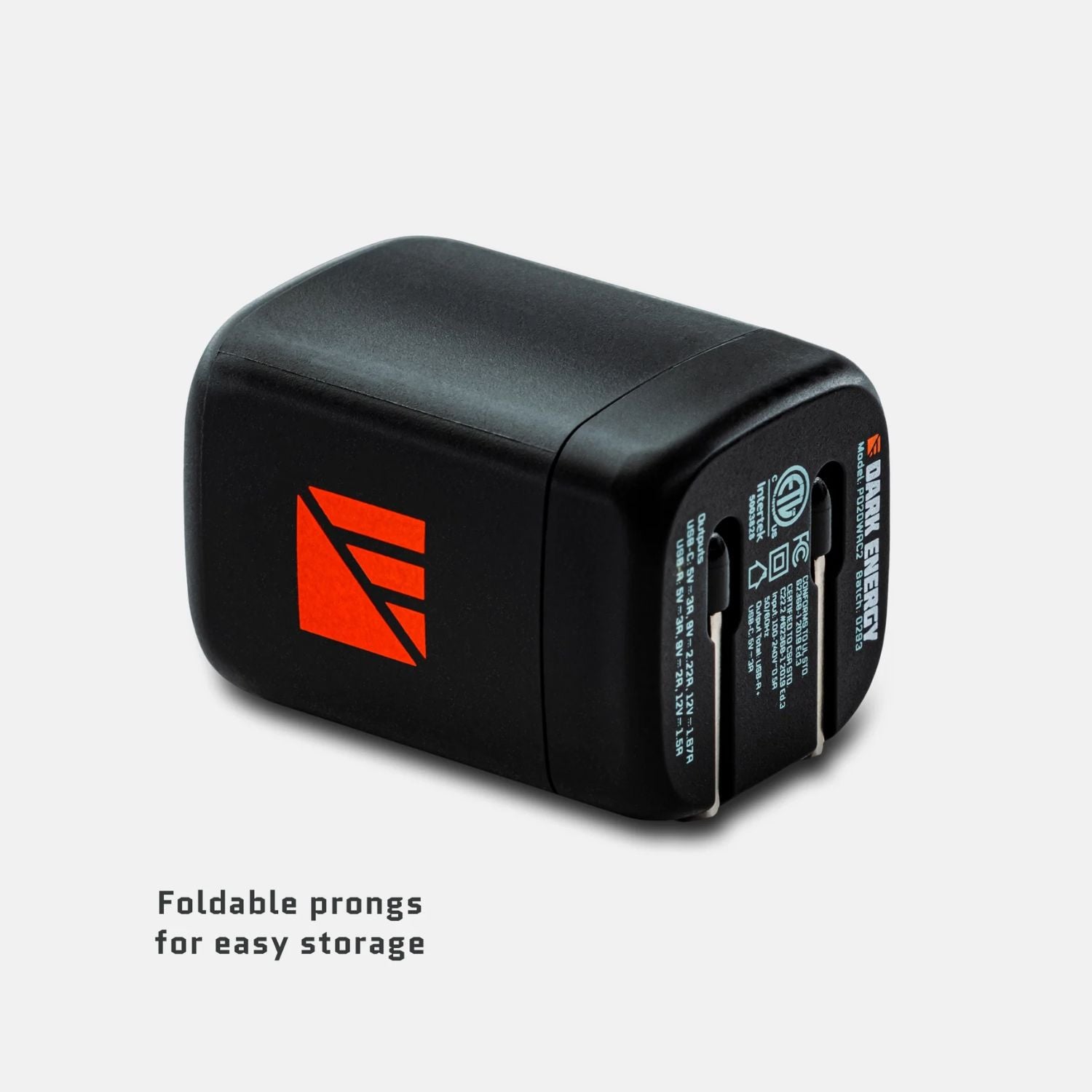 Dark Energy 20W AC Wall Adapter - Foldable Prongs for easy storage 