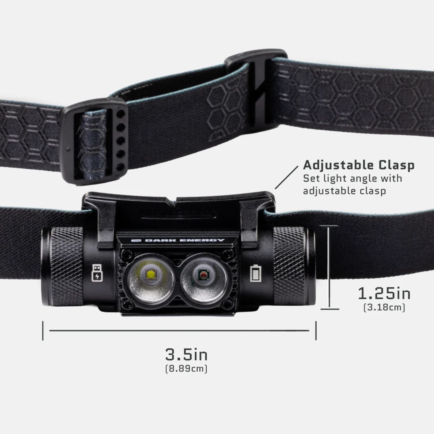 Dark Energy Oracle Headlamp - 900 Lumens Black - Dimensions 