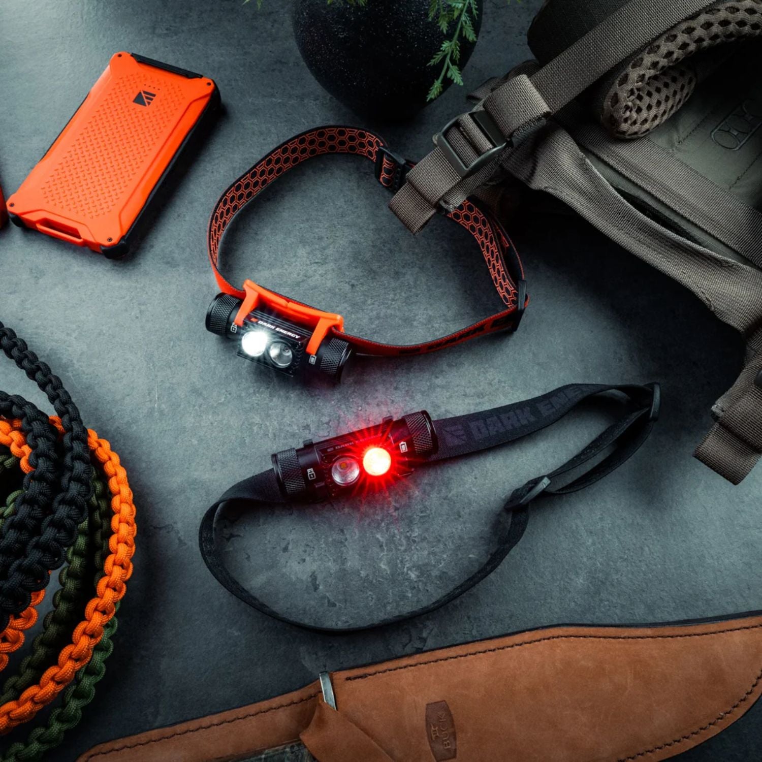 Dark Energy Oracle Headlamp - 900 Lumens Black and Orange 