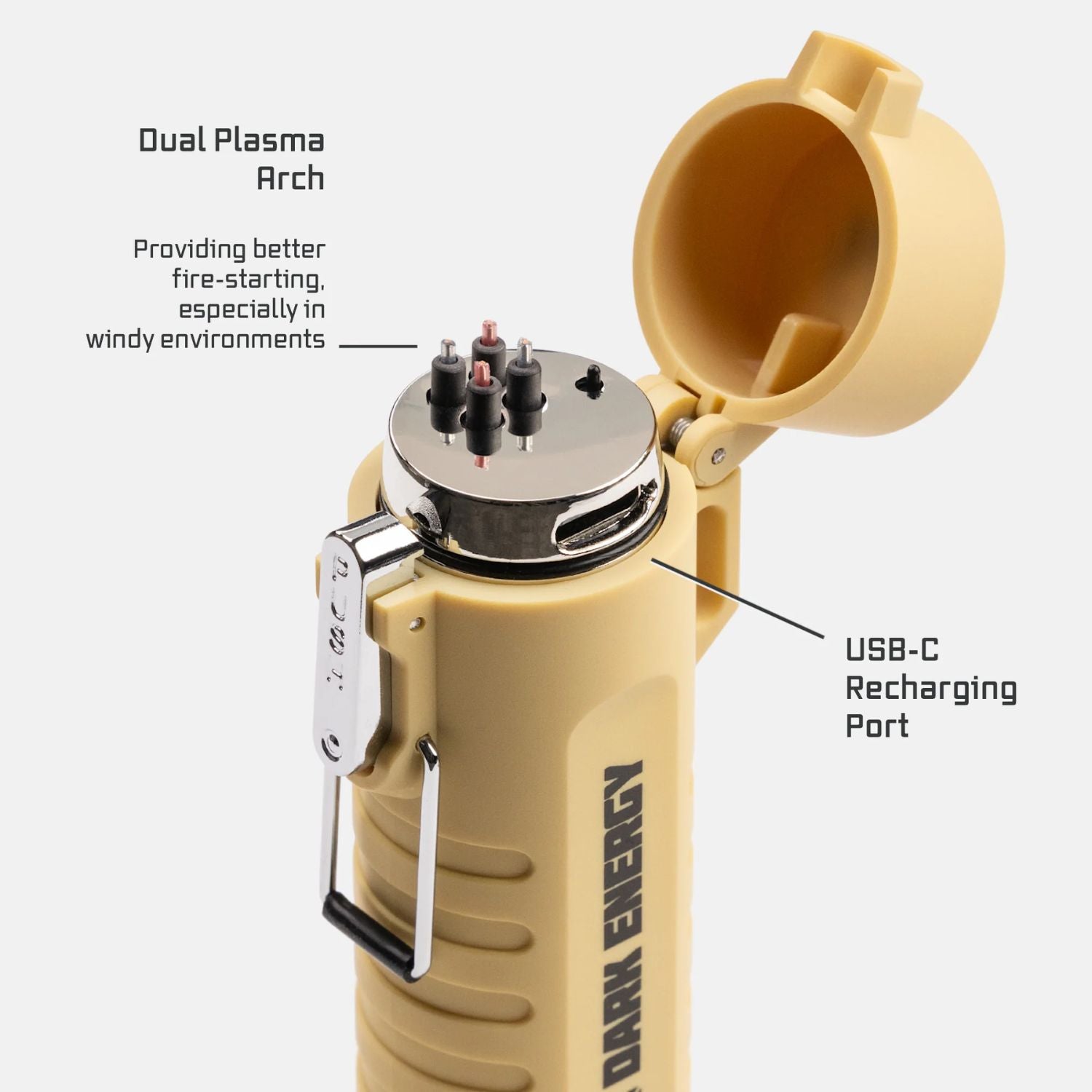 Dark Energy Plasma Lighter - Desert - Dual Plasma Arch and USB-C Recharging Port 