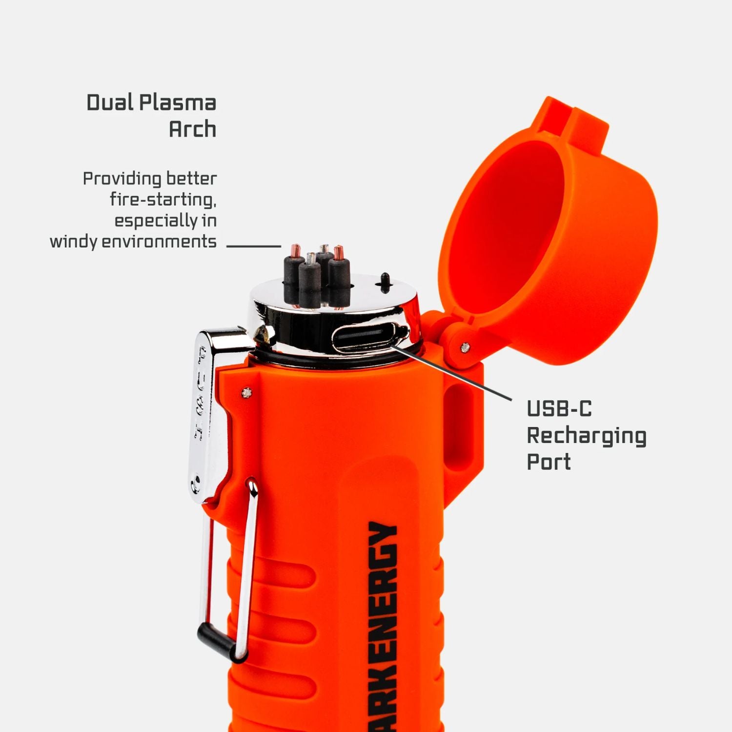 Dark Energy Plasma Lighter - Orange - Dual Plasma Arch