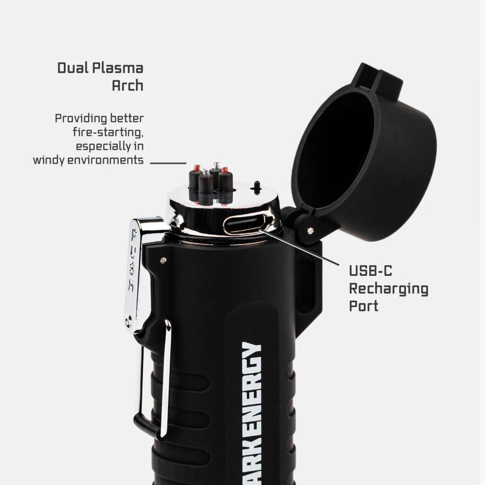 Dark Energy Plasma Lighter Black Dual Plasma Arch and USB C Recharging Port 