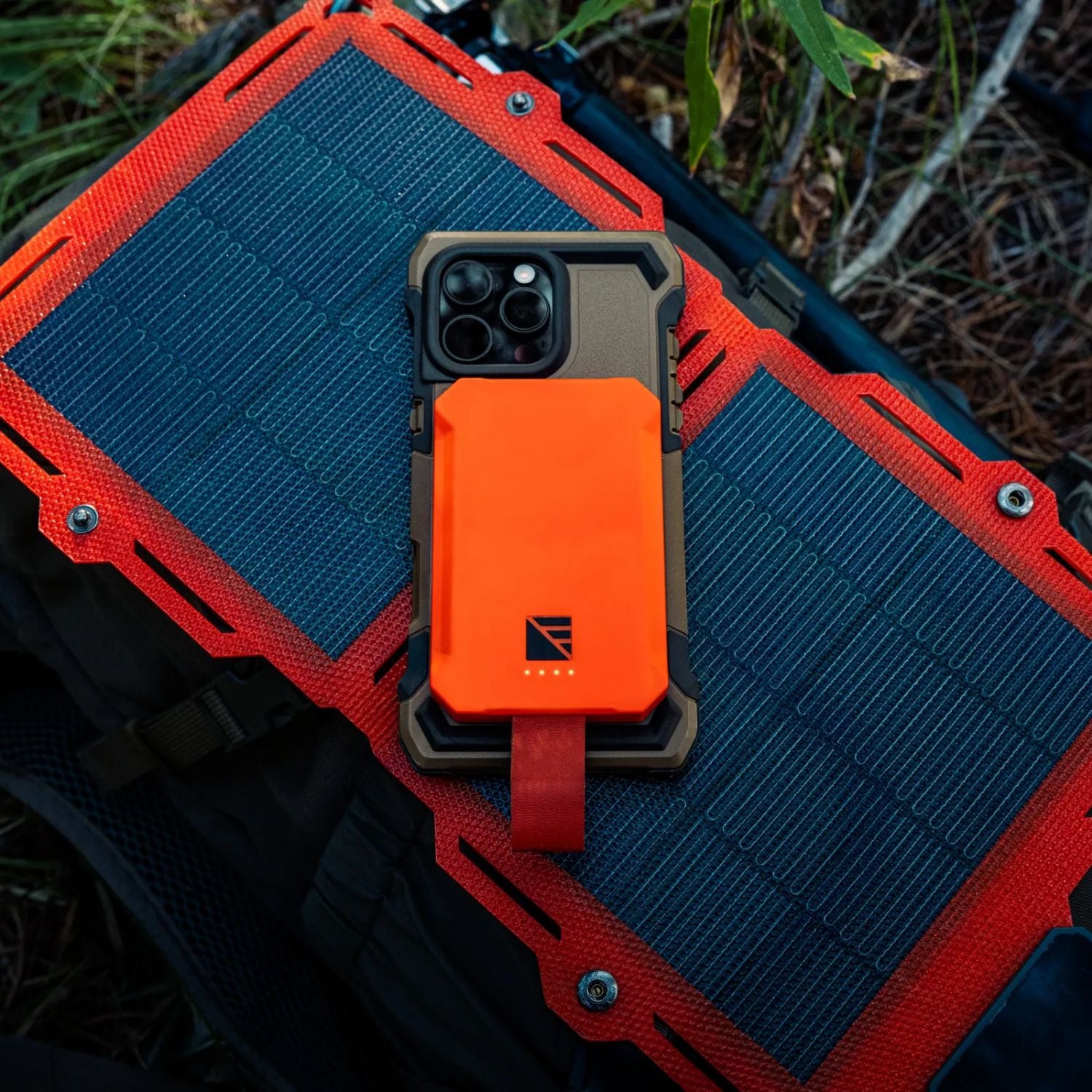 Dark Energy Poseidon Nano Power Bank - Orange above the solar panel 