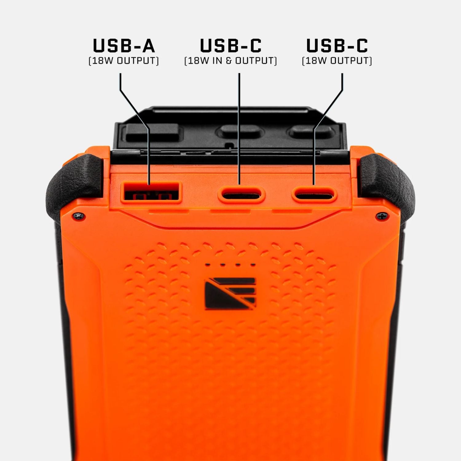 Dark Energy Poseidon Pro Power Bank - Hi-Vis Orange USB Ports