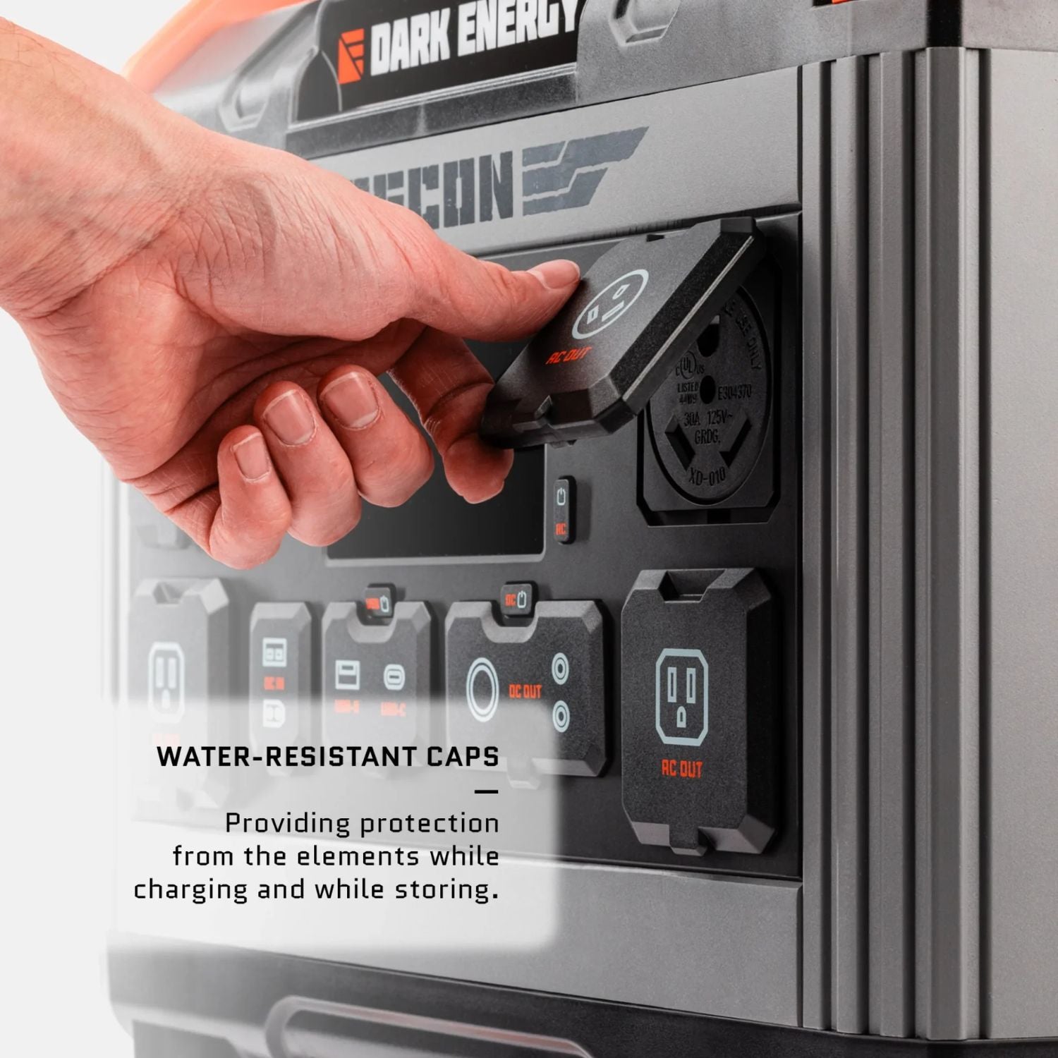 Dark Energy Recon 2000 Power Station features - Water Resistant Caps 