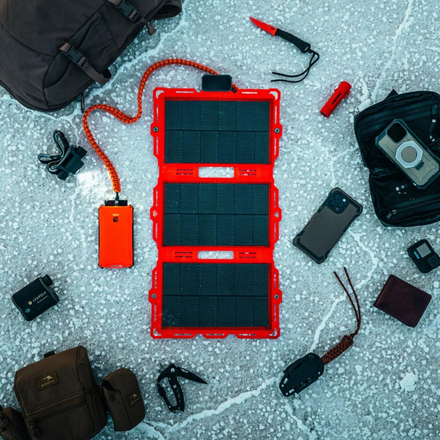 Dark Energy Spectre 18W Solar Panel - Orange connected to a different devices