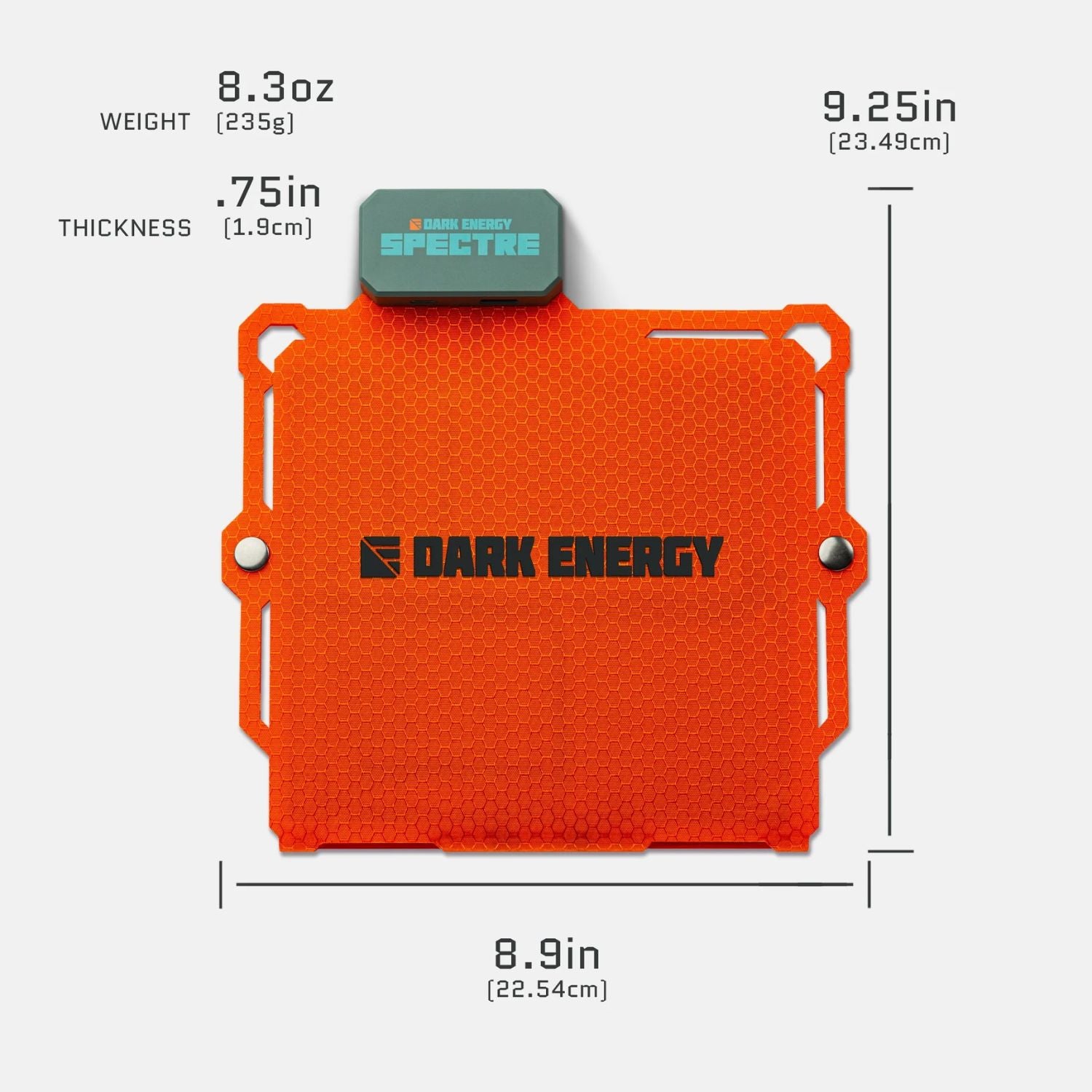 Dark Energy Spectre 8W Solar Panel - Orange - Dimensions when fold