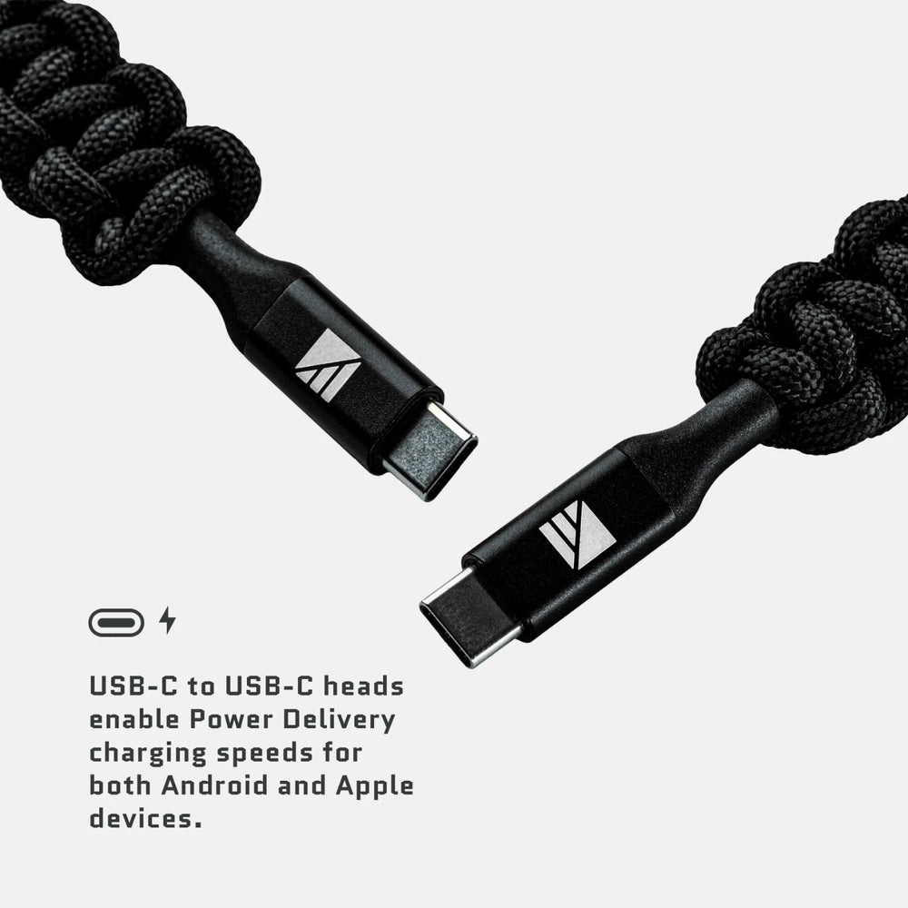 Dark Energy USB-C to USB-C Cable - Black USB-C to USB-C heads