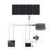 Diagram of Renogy Solar Suitcase 220W portable solar panel system with battery and inverter on a white background