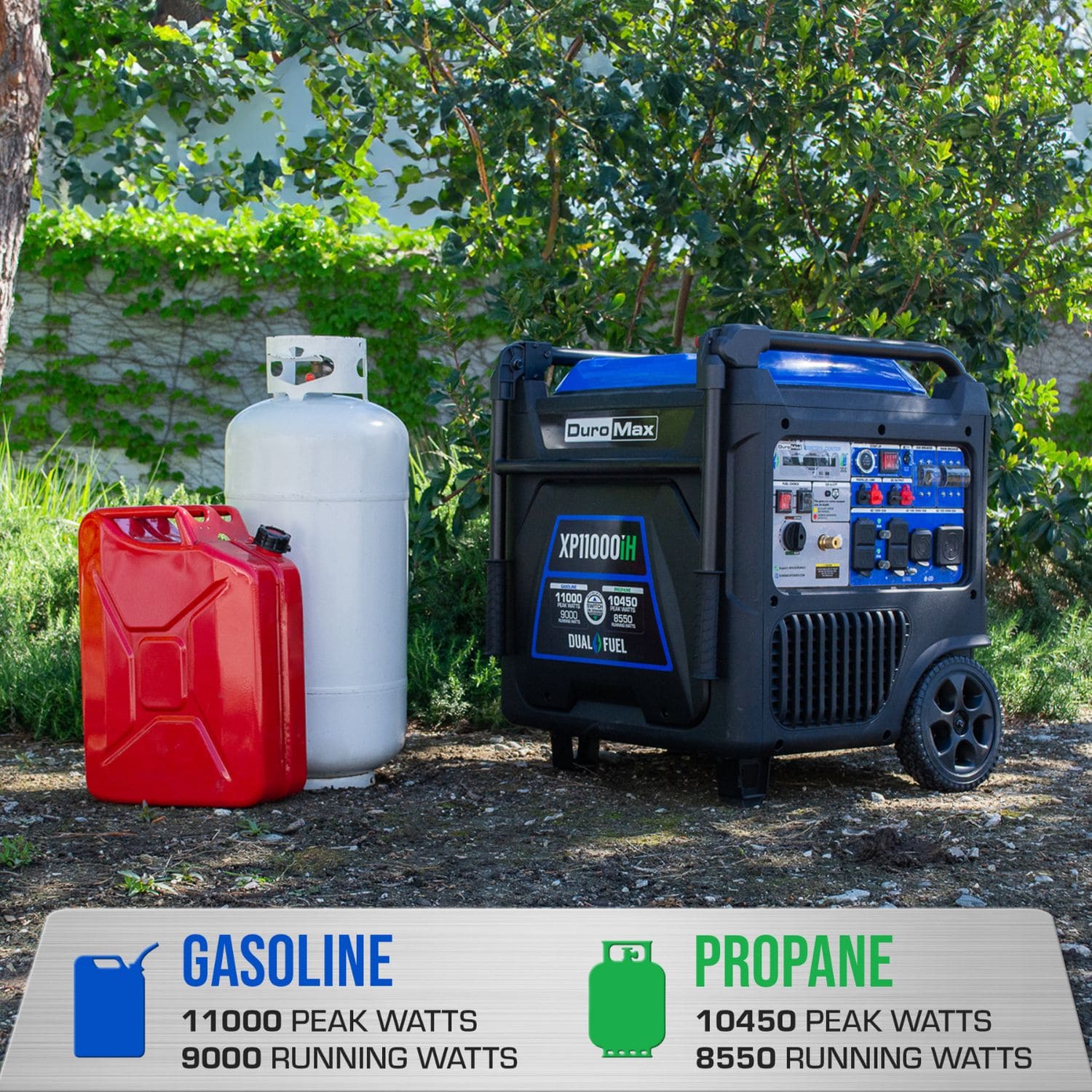 DuroMax XP11000iH Portable Dual Fuel Inverter Generator w/ CO Alert Gasoline and Propane difference