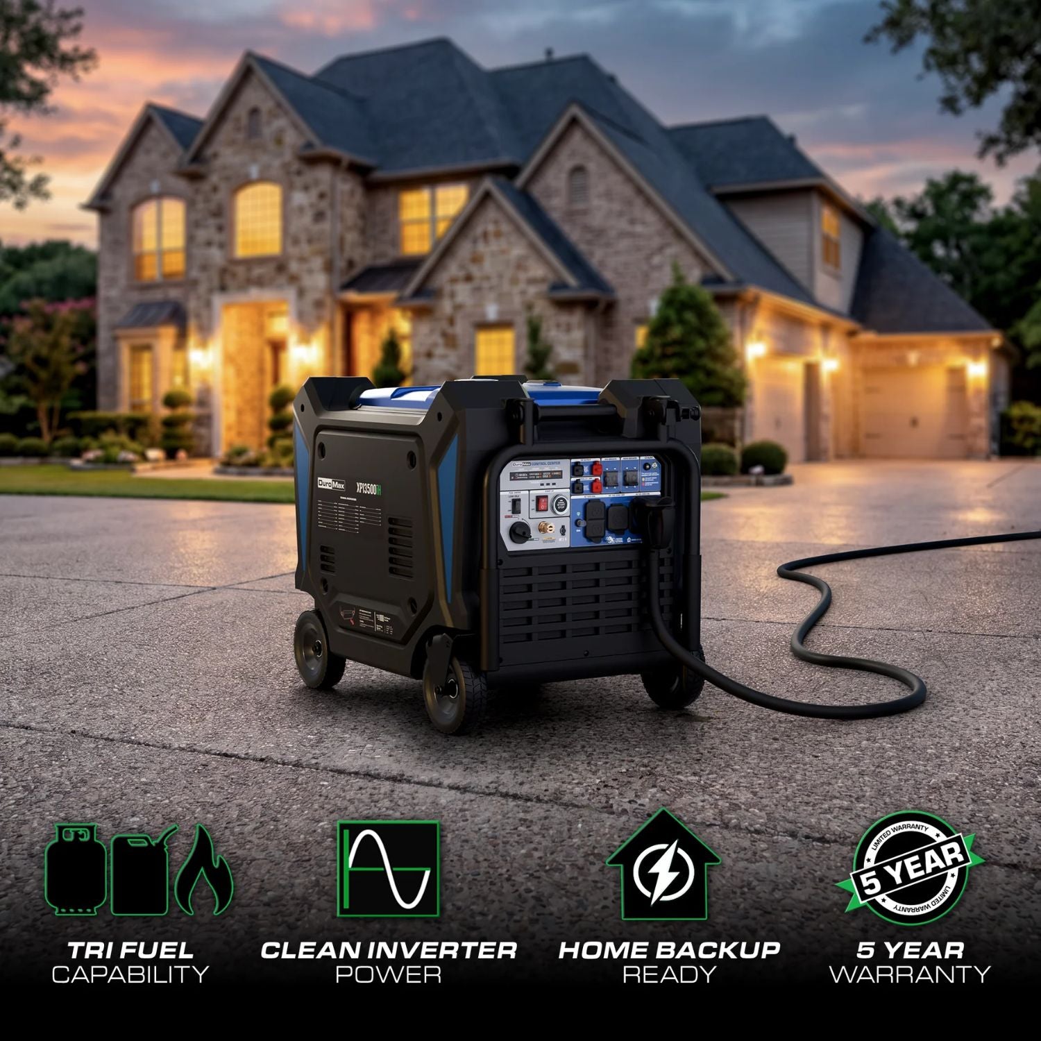 DuroMax XP13500iHT Tri-Fuel 10,500W/13,500W Portable Inverter Generator - Features