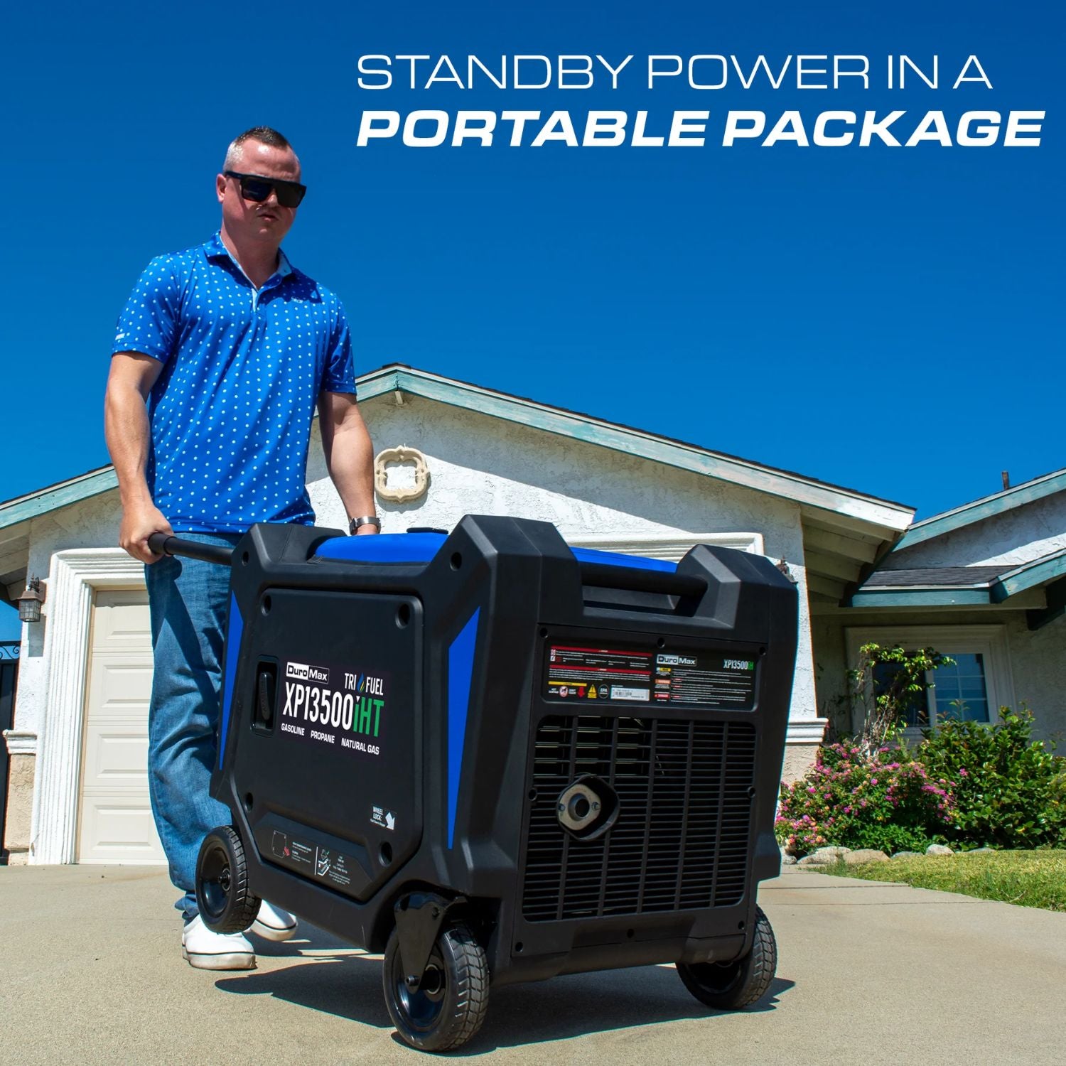 DuroMax XP13500iHT Tri-Fuel 10,500W/13,500W Portable Inverter Generator - Standy power in a portable package 