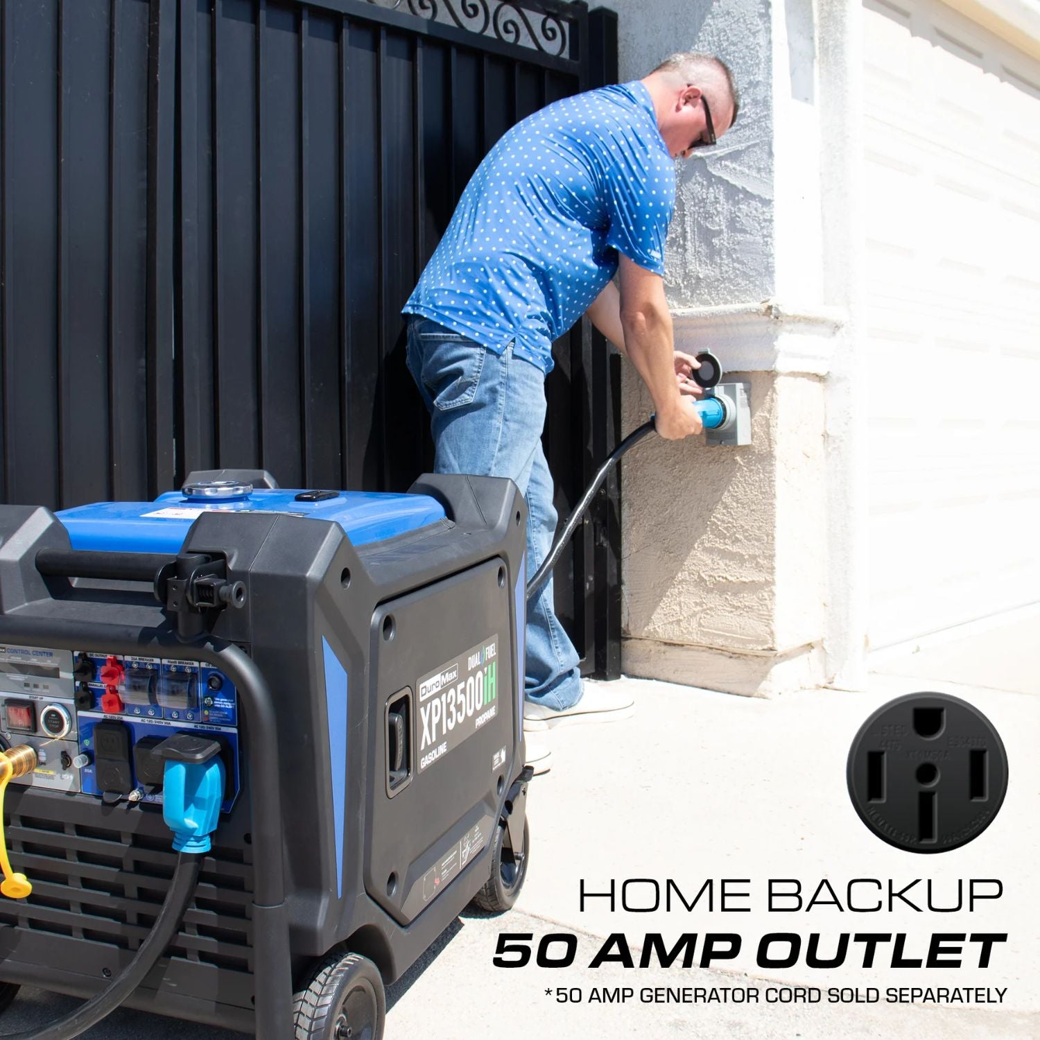 DuroMax XP13500iH Dual Fuel - Homebackup 50AMP Outlet