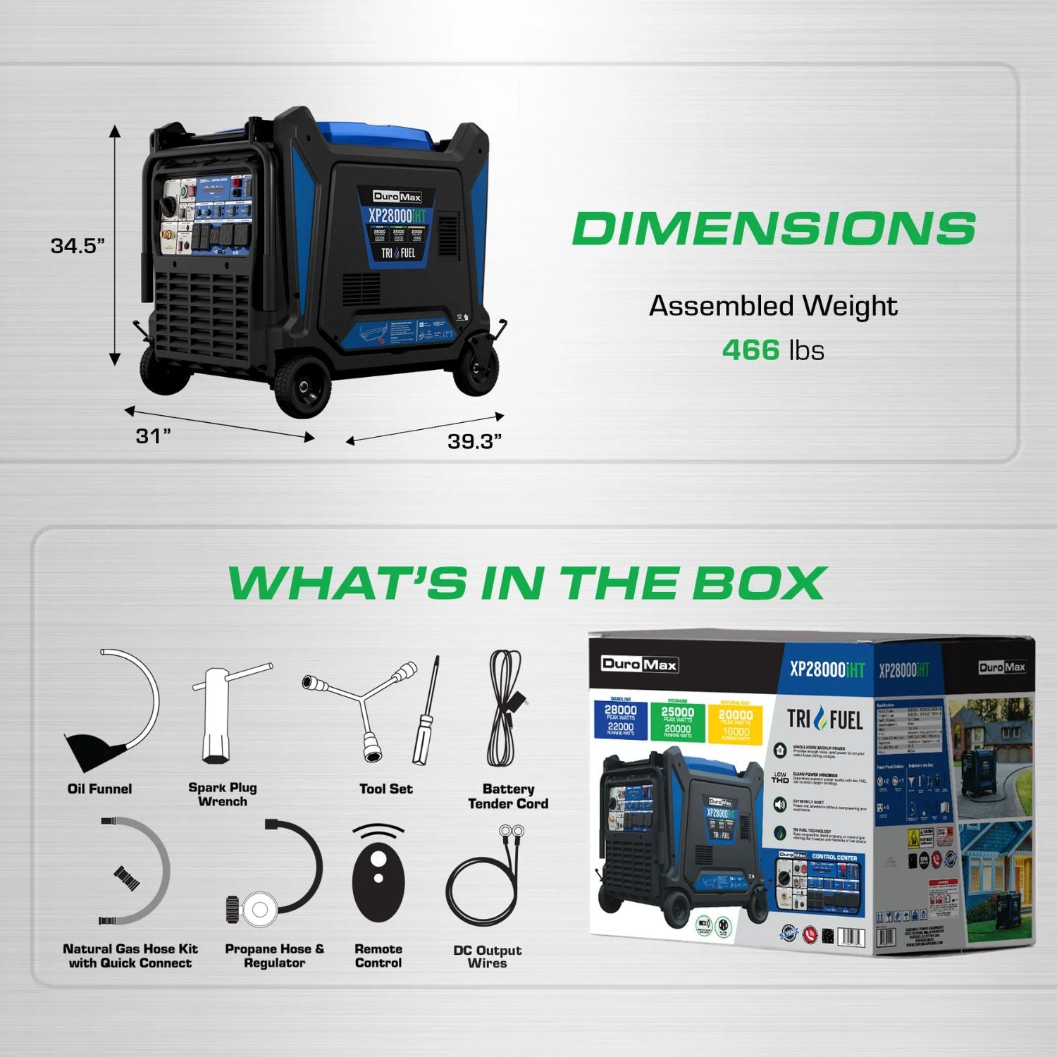 DuroMax XP28000iHT - Dimensions