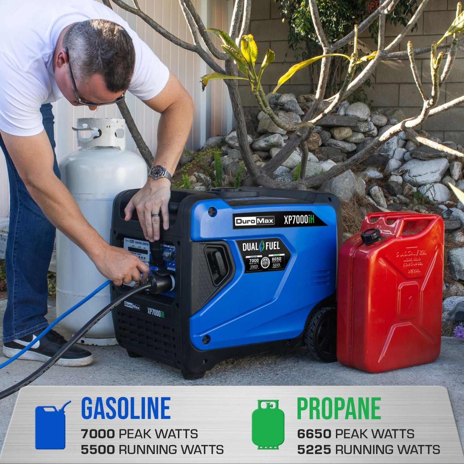 DuroMax XP7000iH Generator Can Be Powered By Gasoline Or Propane