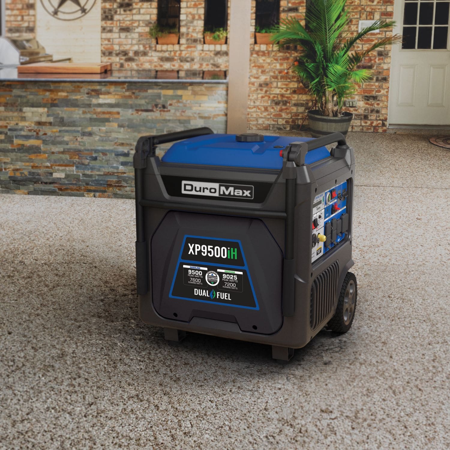 DuroMax XP9500iH Portable Generator In Front Of A House