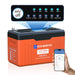 ECO-WORTHY 12V 300AH Lifepo4 Lithium Battery with digital display and smartphone showing battery status on a white background