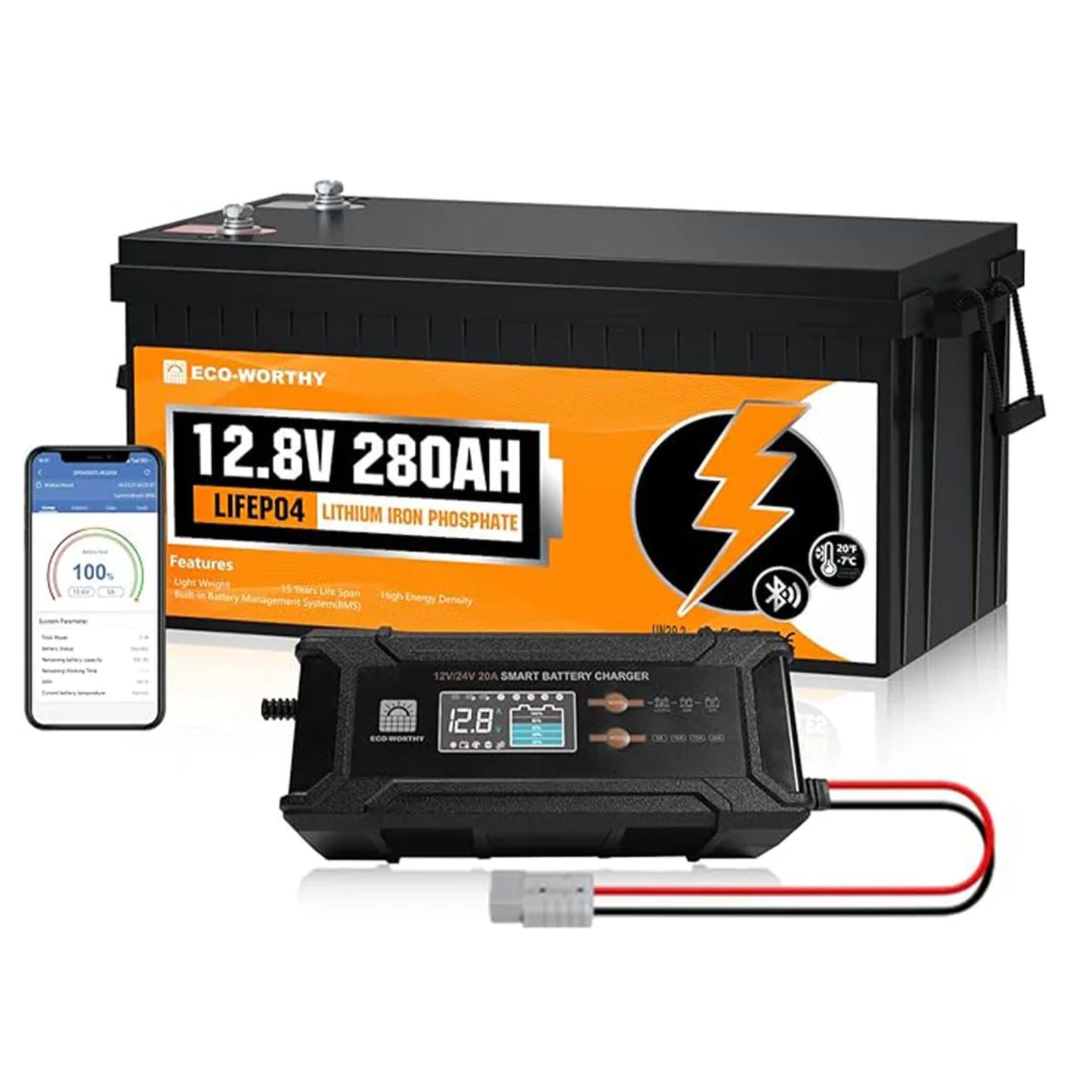 ECO-WORTHY LiFePO4 12V 280Ah Lithium Iron Phosphate Battery | 20