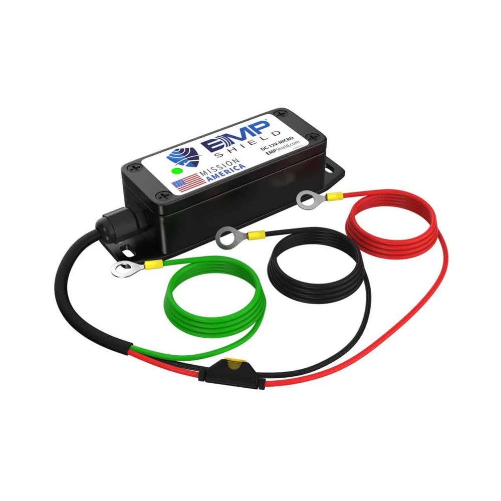 EMP Shield Micro – EMP & Lightning Protection for Vehicles (DC-12V-MICRO) Wired close up view