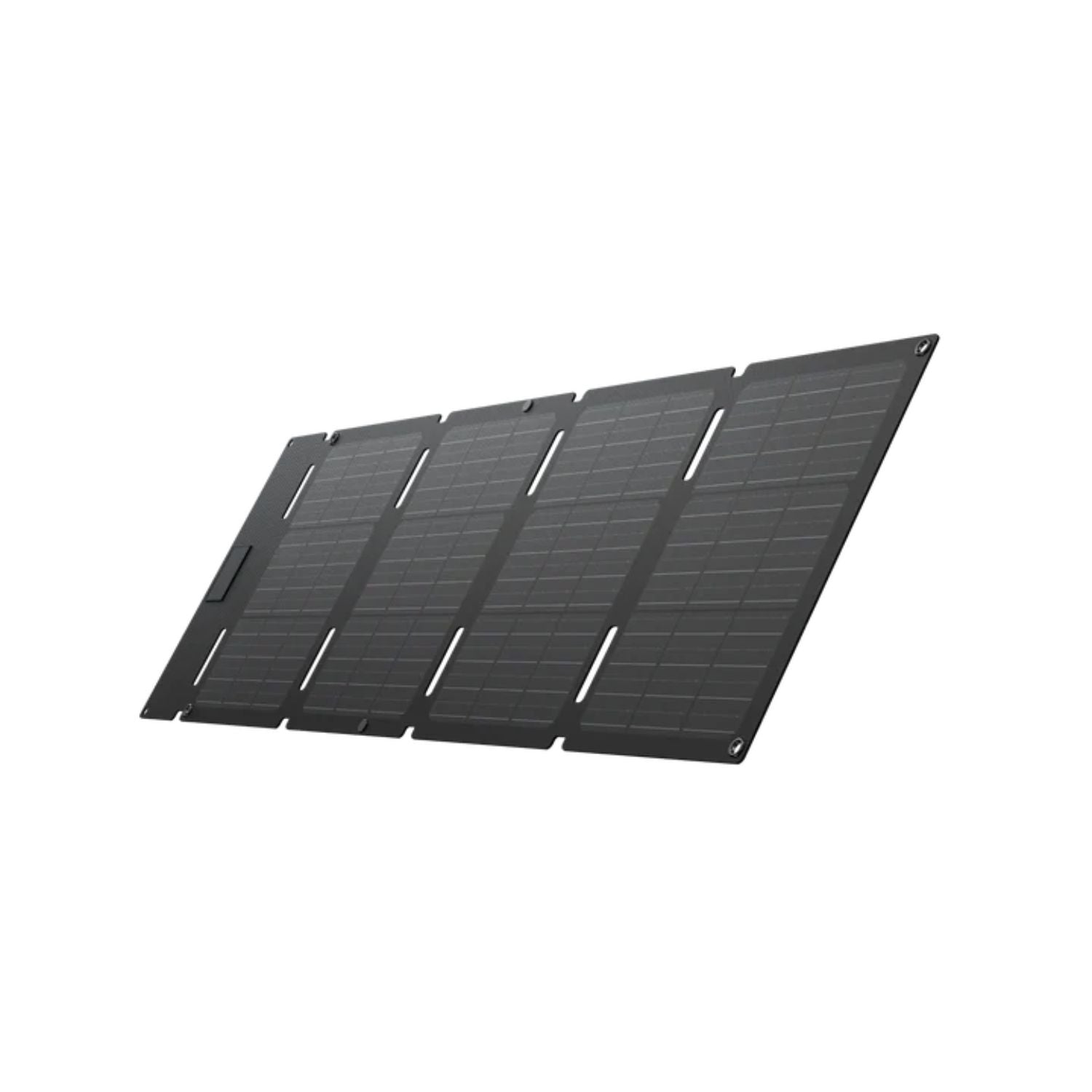 EcoFlow 45W Portable Solar Panel back and right side view showing foldable stand and connection ports